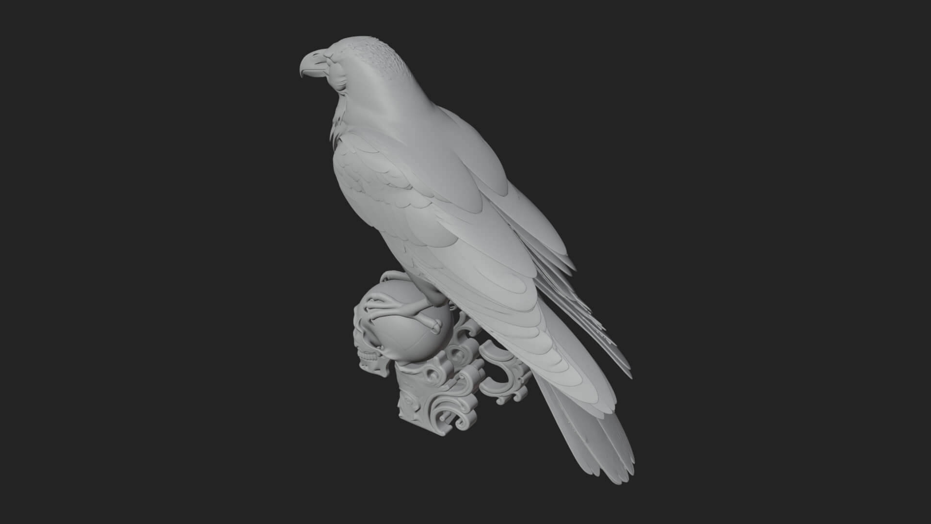 Raven on Skull Statue Design 1 3D Print Model 3D Model
