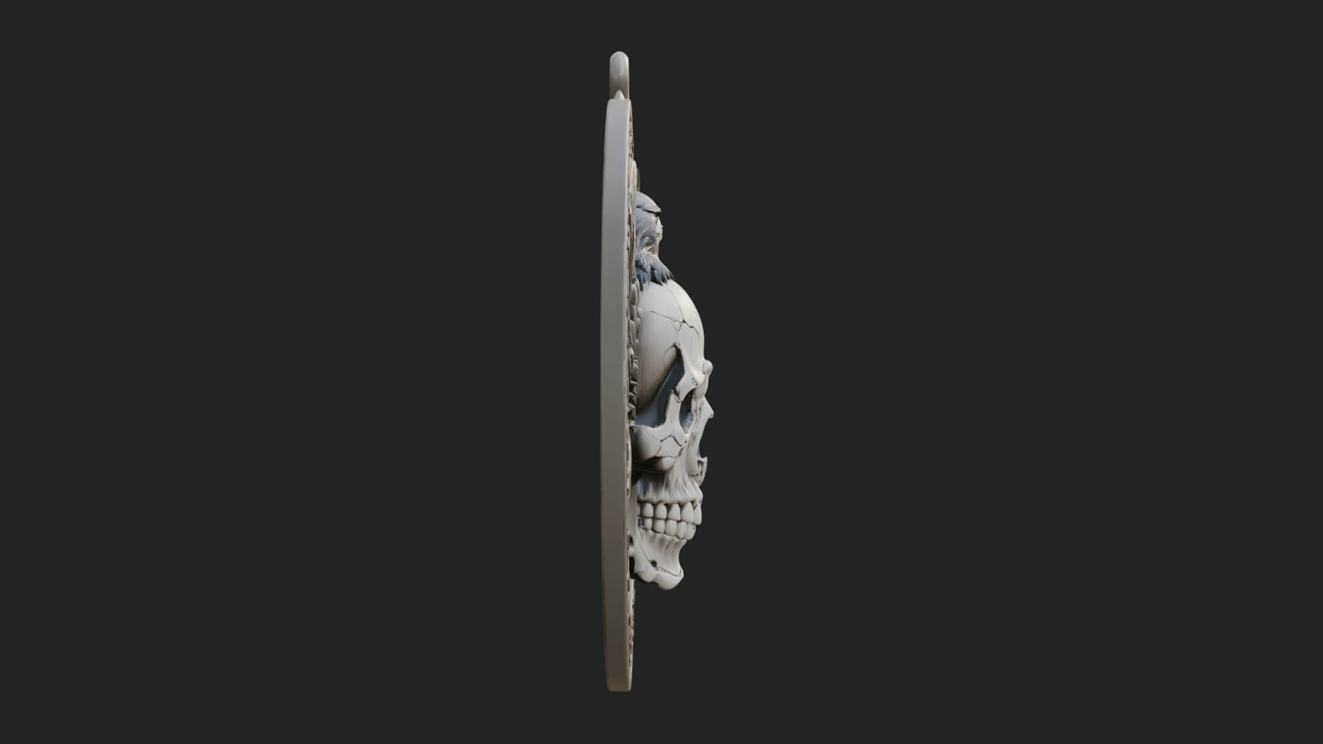 Raven Skull Oval Relief Plaque Design 1 3D Print Model 3D Model