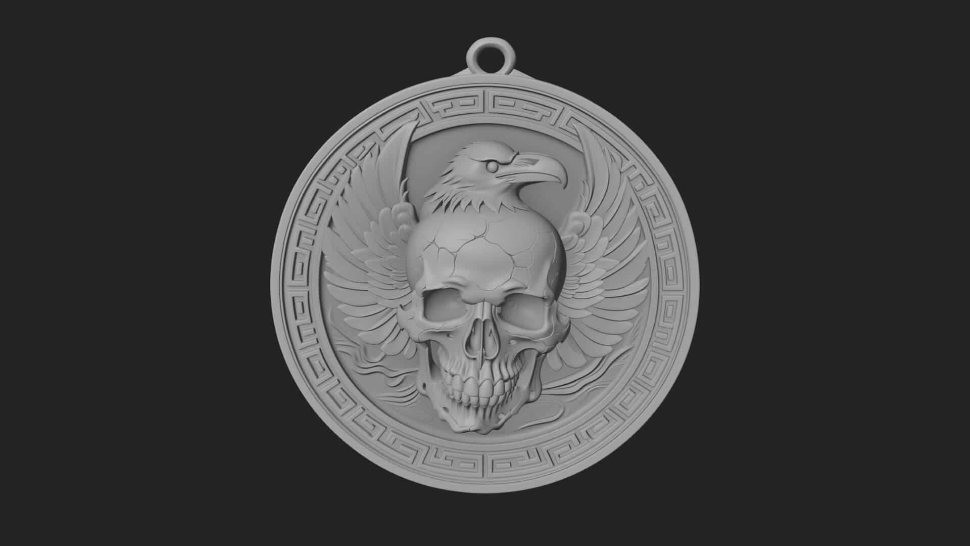 Raven Skull Oval Relief Plaque Design 1 3D Print Model 3D Model