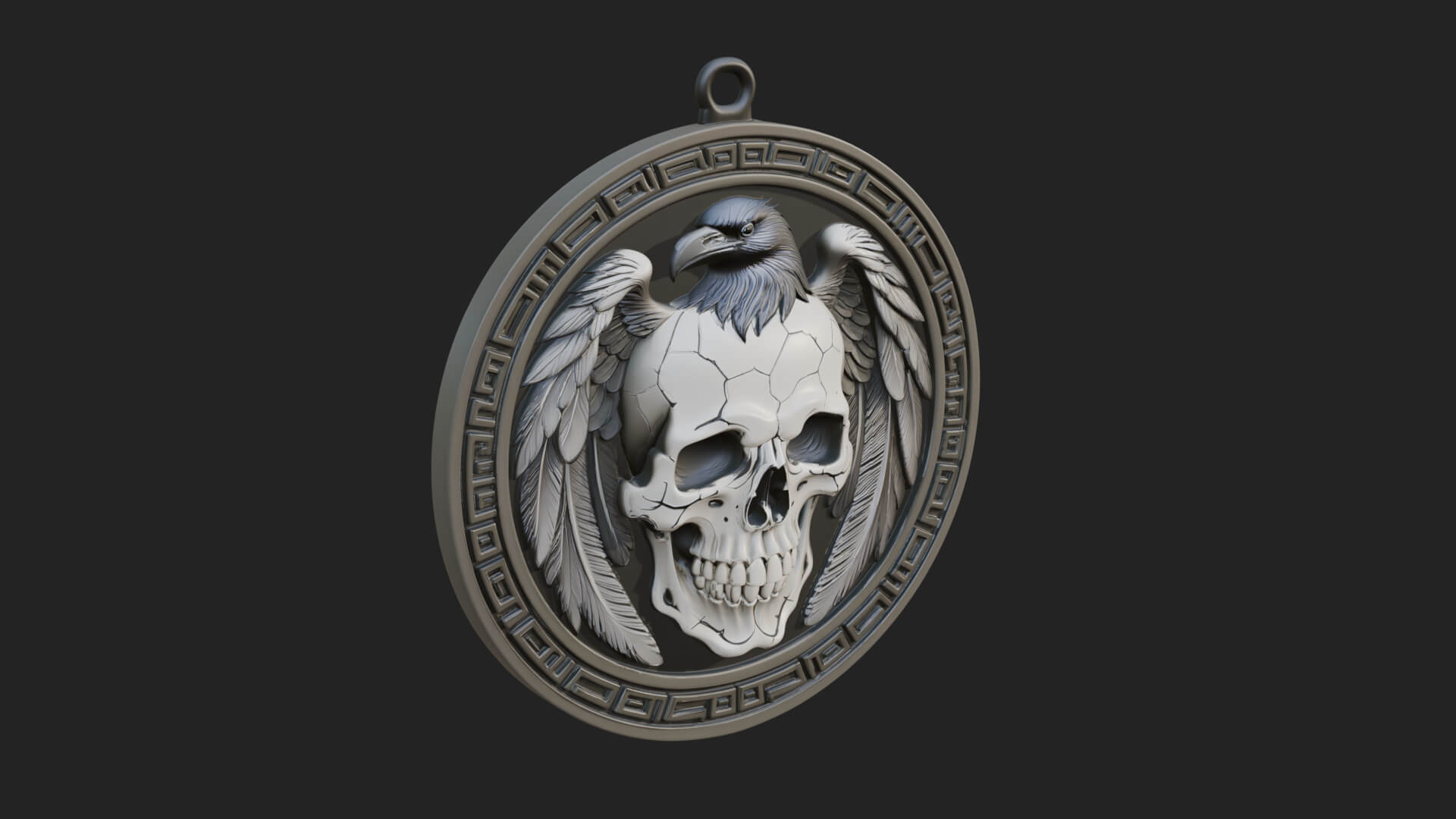 Raven Skull Oval Relief Plaque Design 2 3D Print Model 3D Model