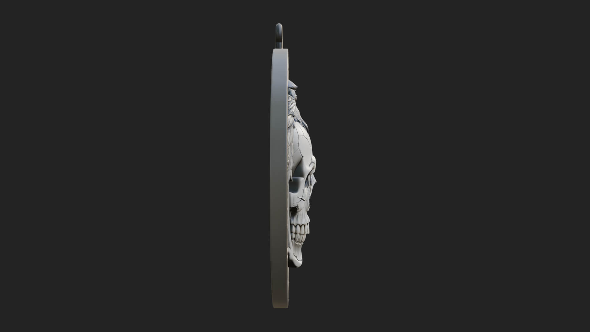 Raven Skull Oval Relief Plaque Design 2 3D Print Model 3D Model