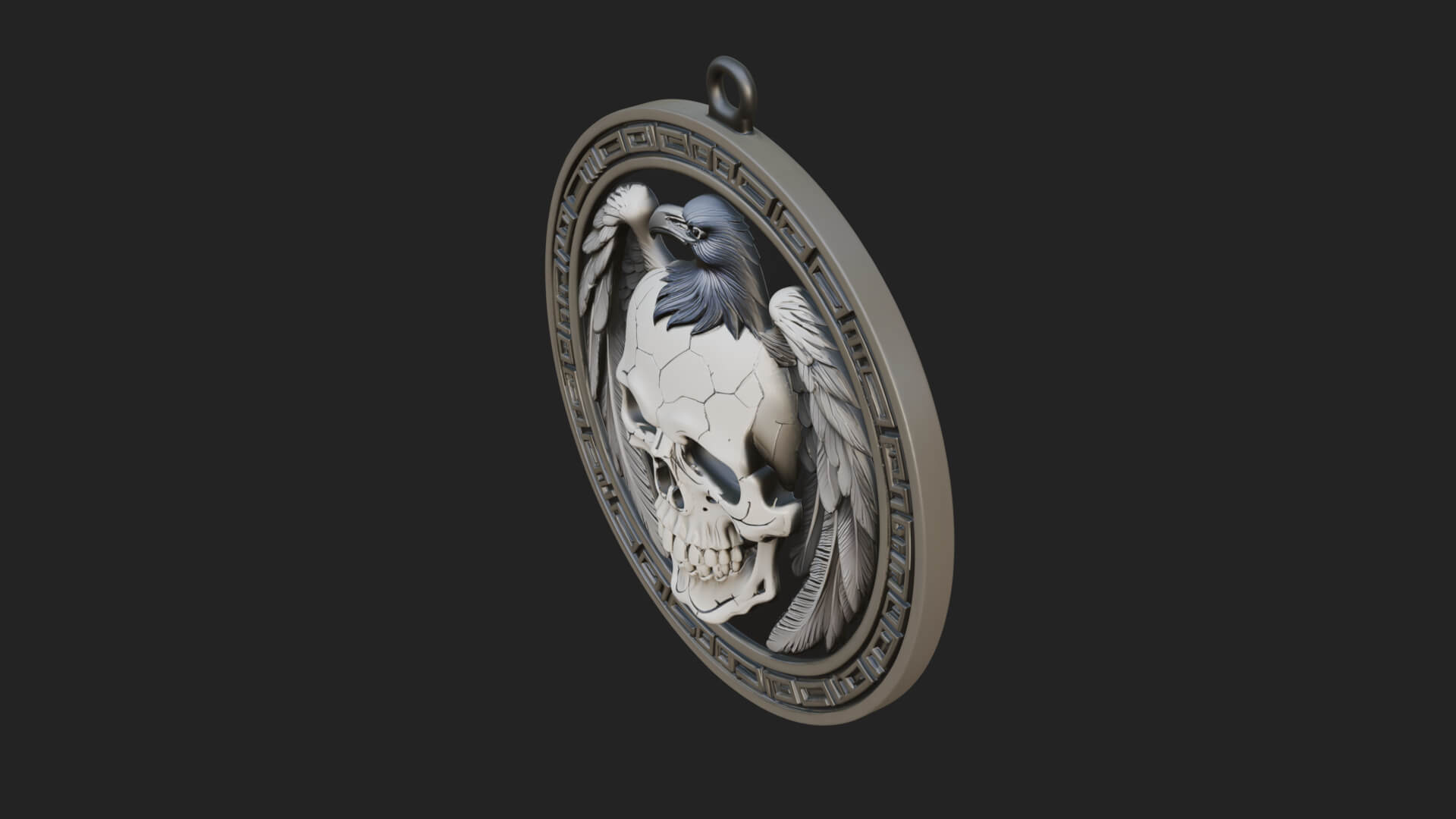 Raven Skull Oval Relief Plaque Design 2 3D Print Model 3D Model