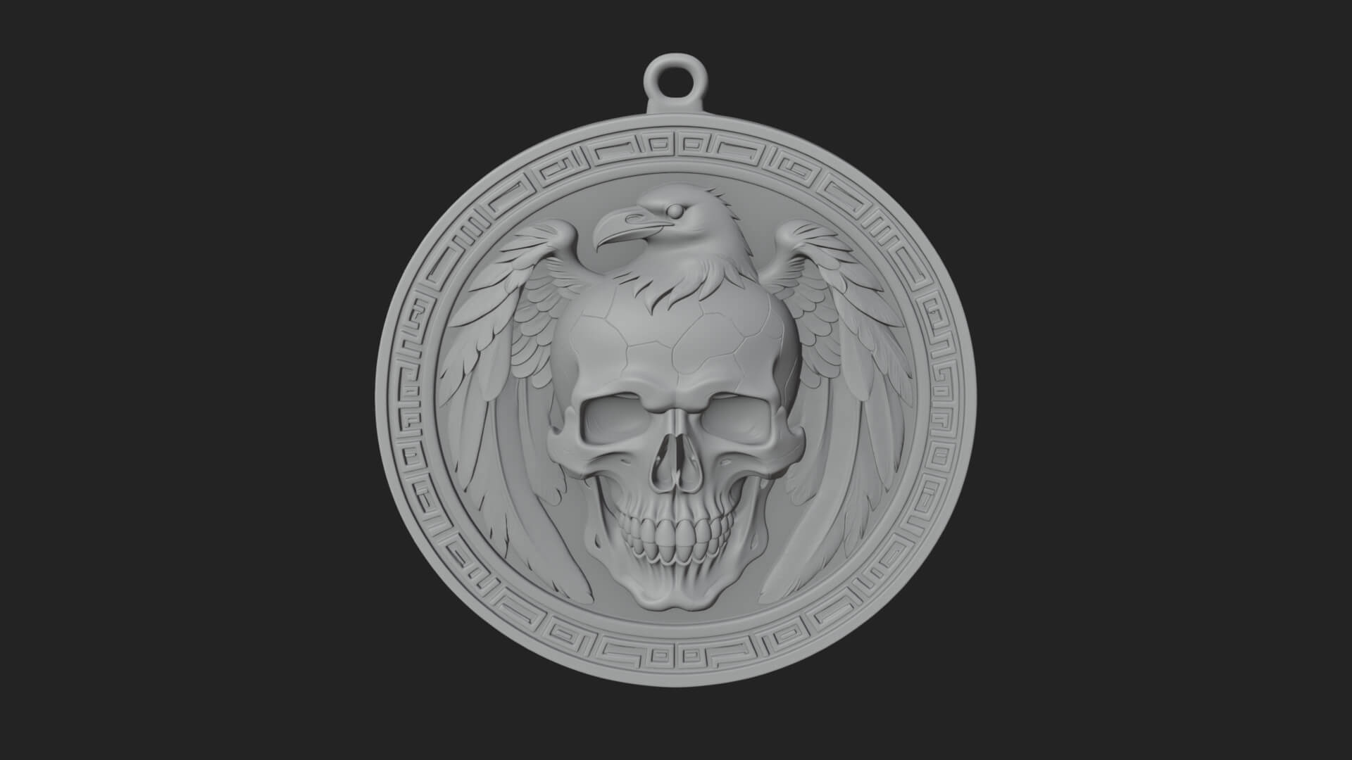 Raven Skull Oval Relief Plaque Design 2 3D Print Model 3D Model