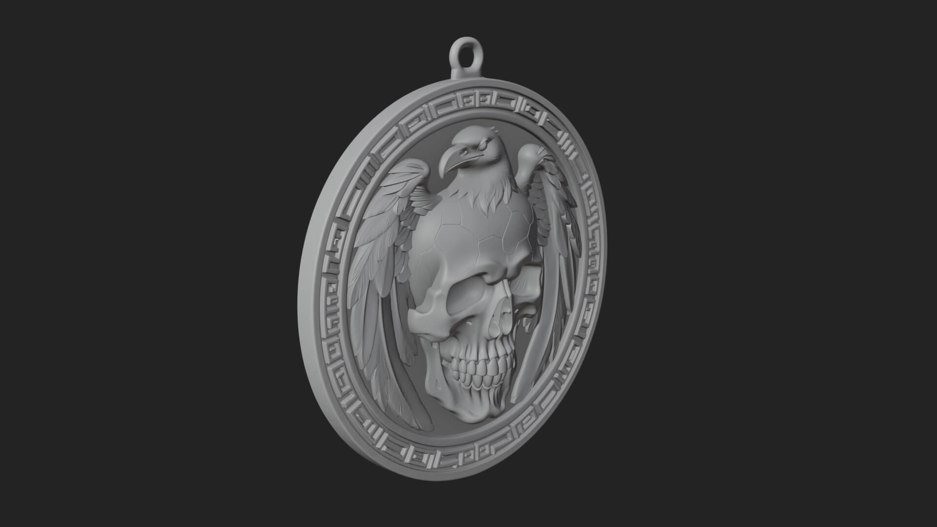 Raven Skull Oval Relief Plaque Design 2 3D Print Model 3D Model