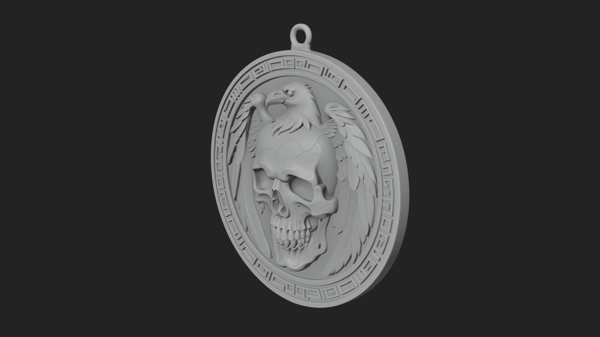 Raven Skull Oval Relief Plaque Design 2 3D Print Model 3D Model