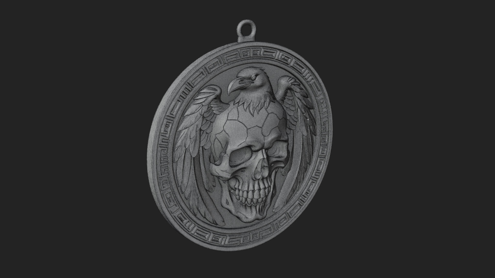 Raven Skull Oval Relief Plaque Design 2 3D Print Model 3D Model
