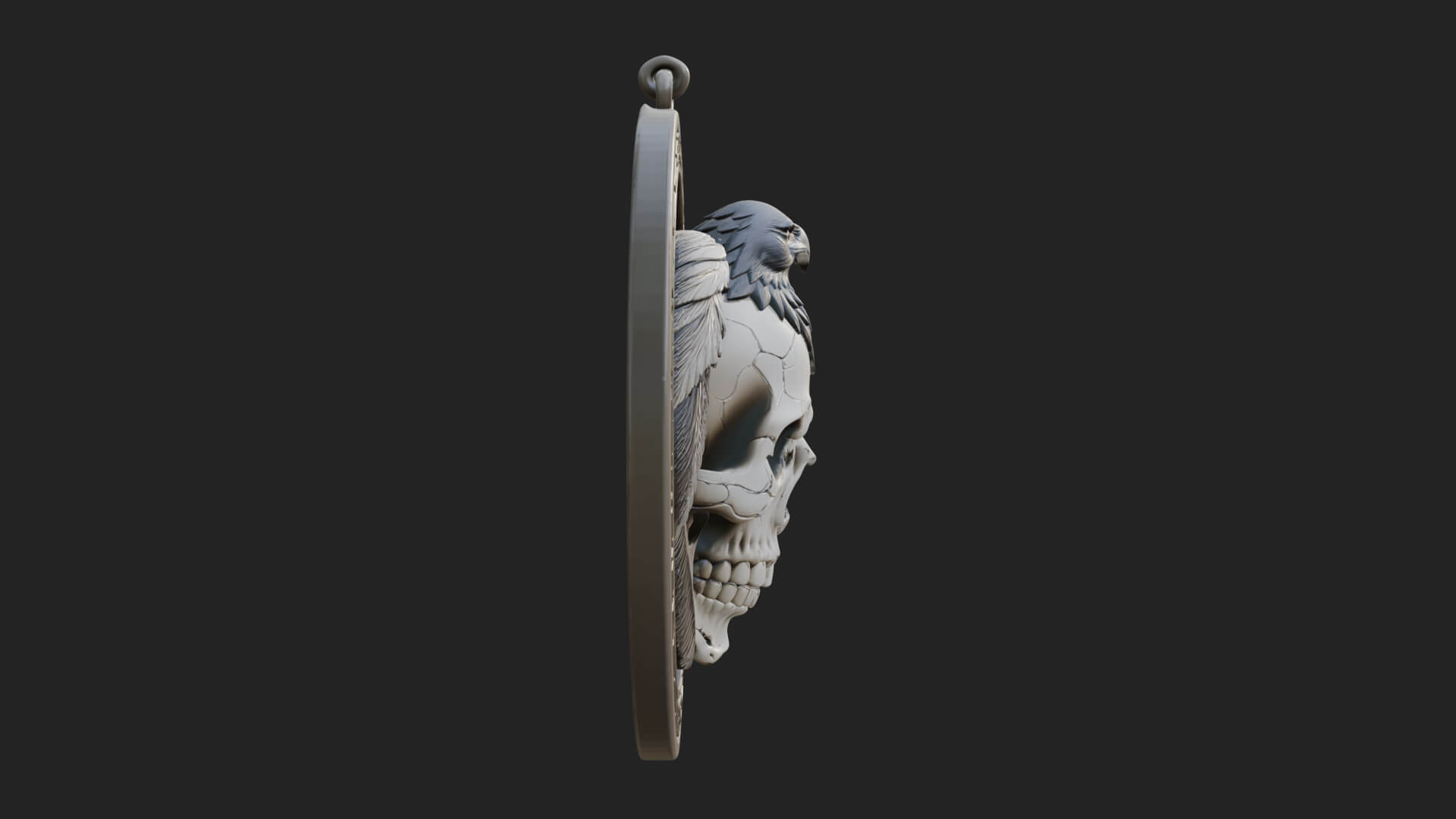 Raven Skull Oval Relief Plaque Design 3 3D Print Model 3D Model