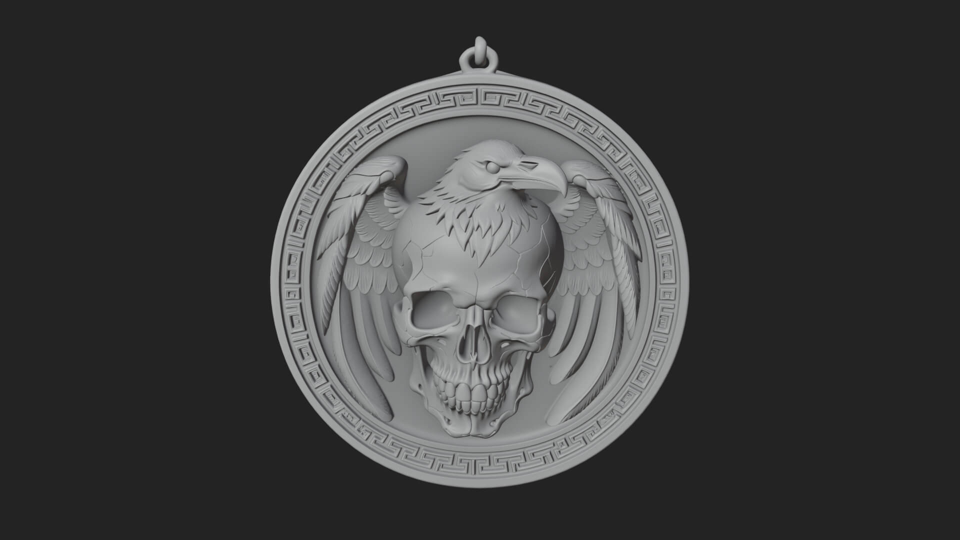 Raven Skull Oval Relief Plaque Design 3 3D Print Model 3D Model