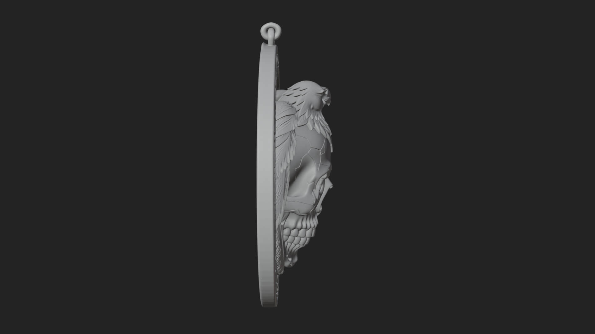 Raven Skull Oval Relief Plaque Design 3 3D Print Model 3D Model