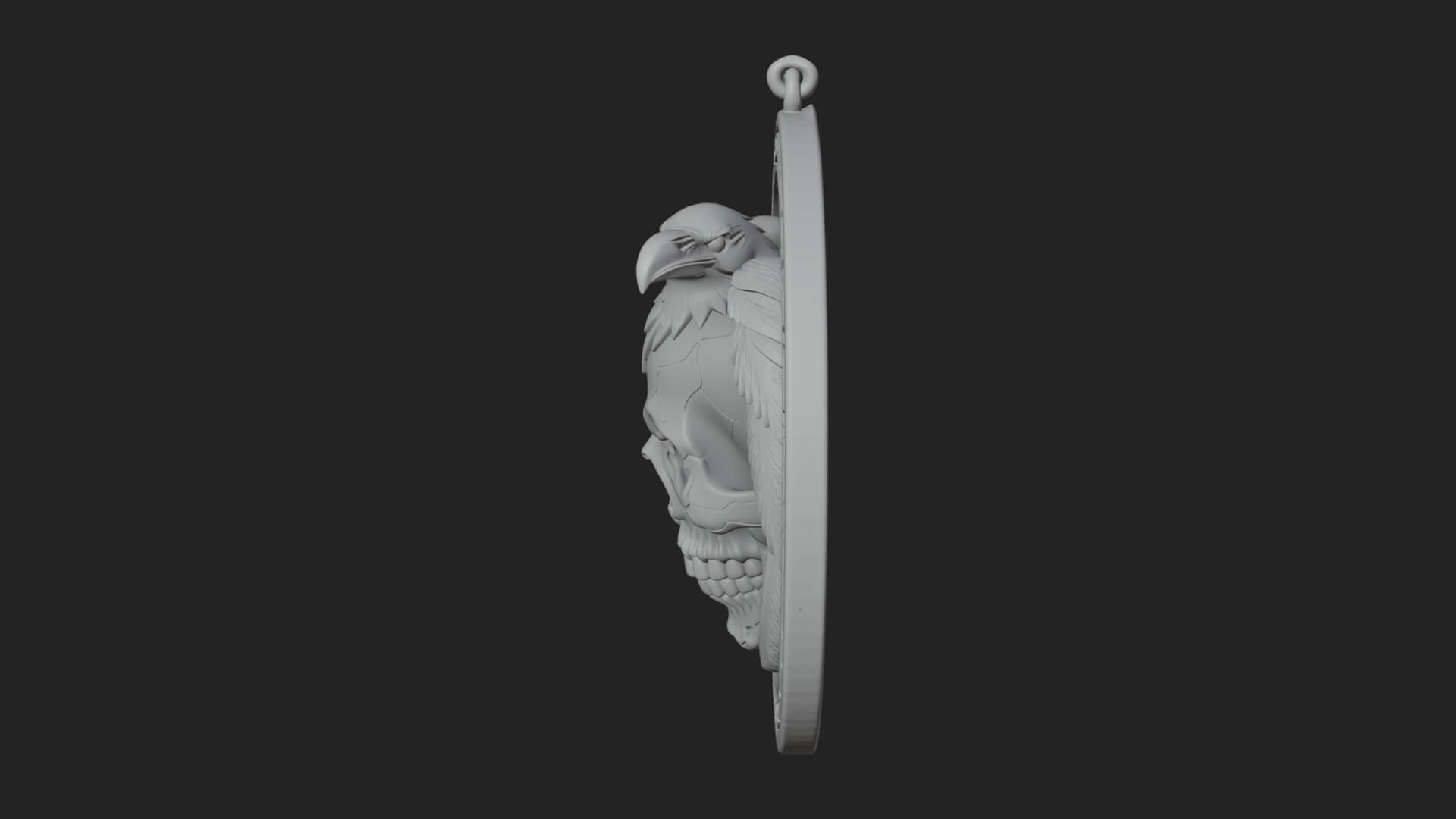 Raven Skull Oval Relief Plaque Design 3 3D Print Model 3D Model