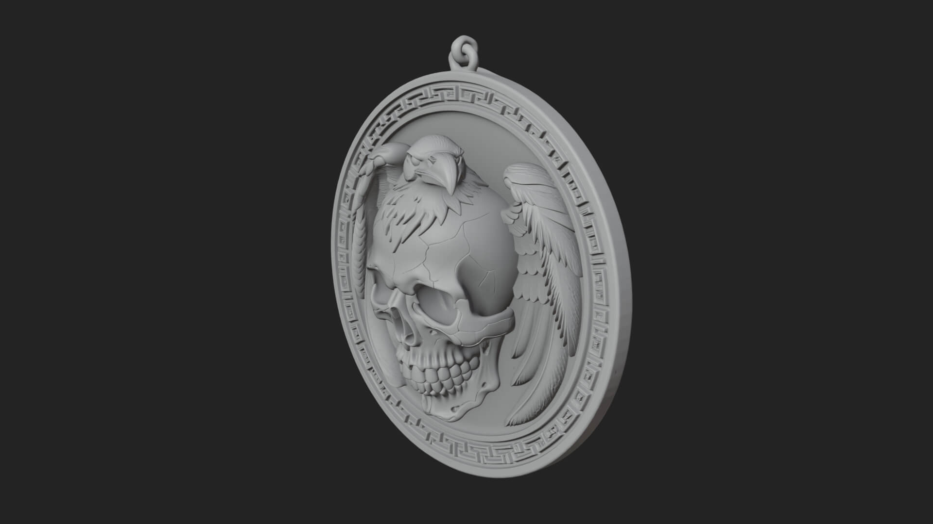 Raven Skull Oval Relief Plaque Design 3 3D Print Model 3D Model