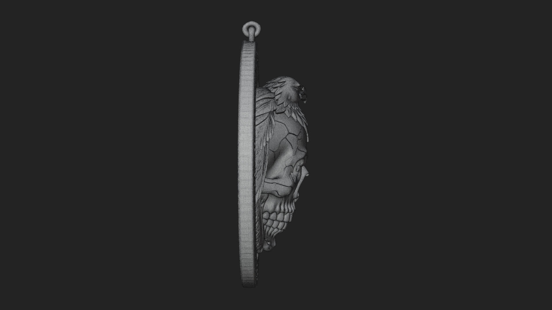 Raven Skull Oval Relief Plaque Design 3 3D Print Model 3D Model