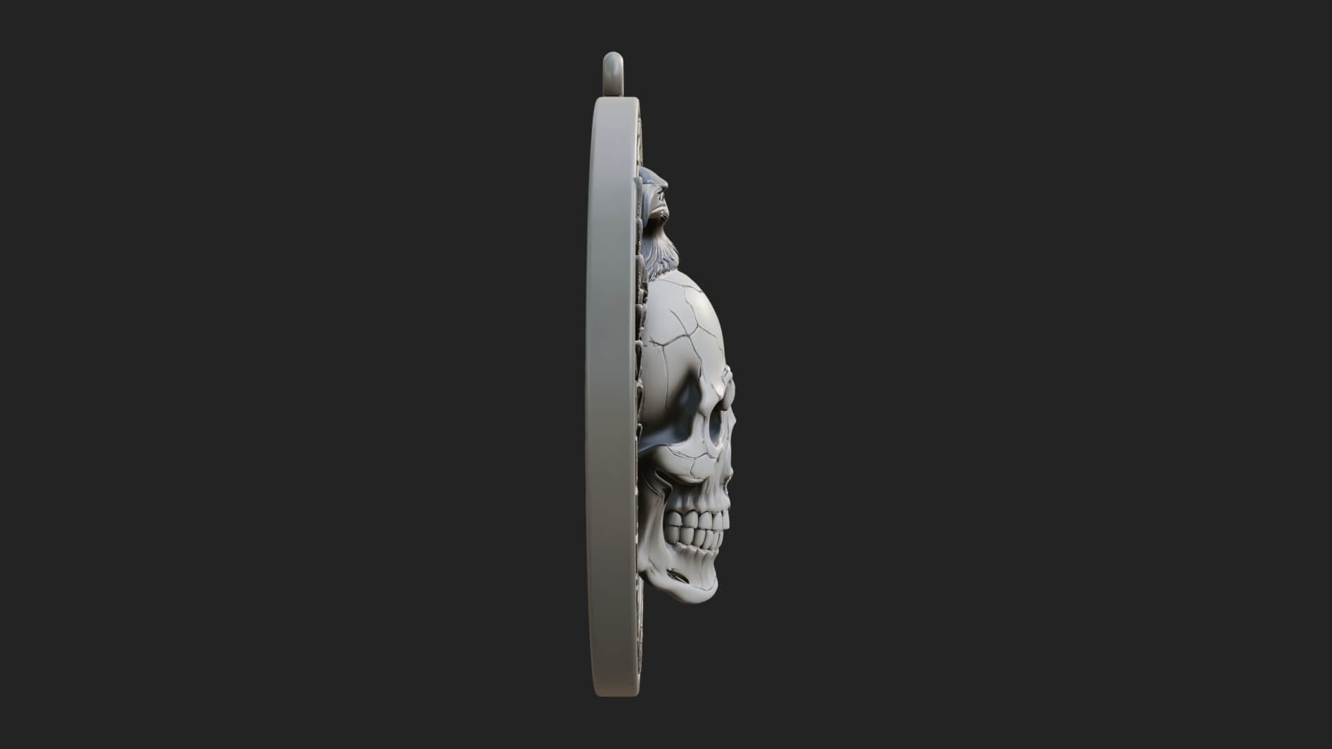 Raven Skull Oval Relief Plaque Design 4 3D Print Model 3D Model