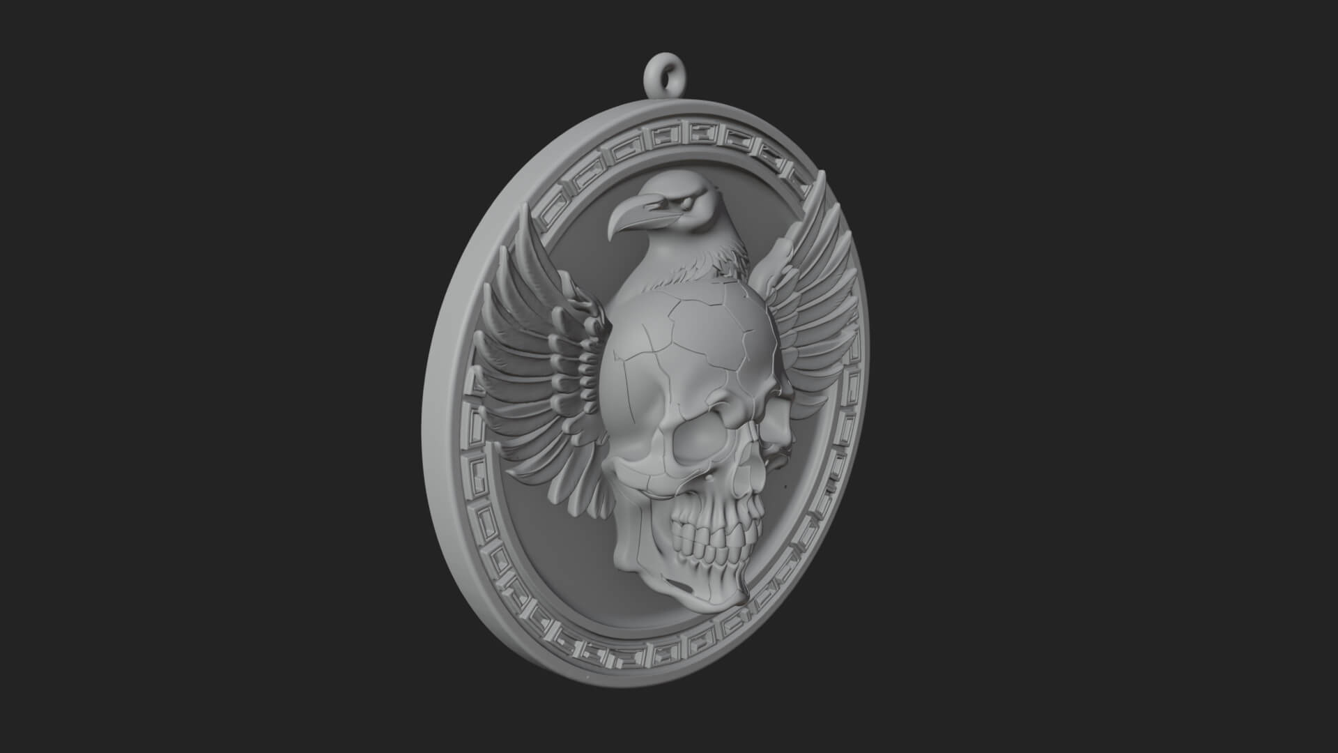 Raven Skull Oval Relief Plaque Design 4 3D Print Model 3D Model