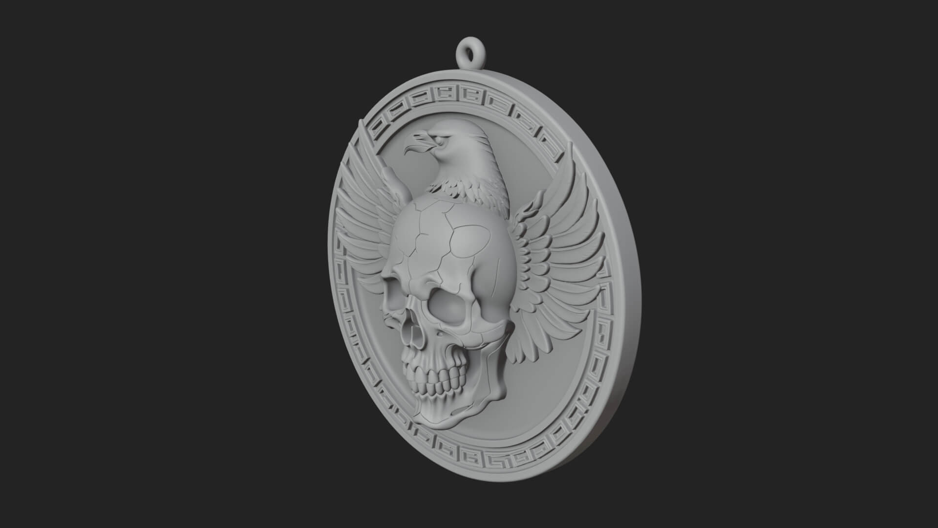 Raven Skull Oval Relief Plaque Design 4 3D Print Model 3D Model