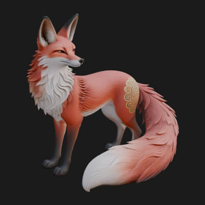 Red Fox Statue Design 1 3D Print Model