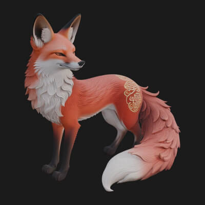 Red Fox Statue Design 2 3D Print Model