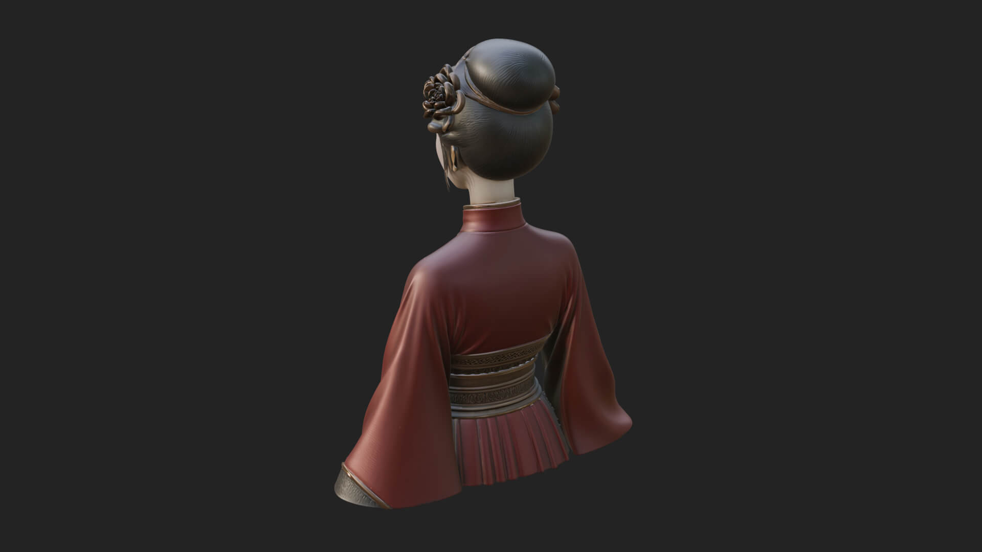 Red Qipao Lady Bust Design 1 3D Print Model 3D Model
