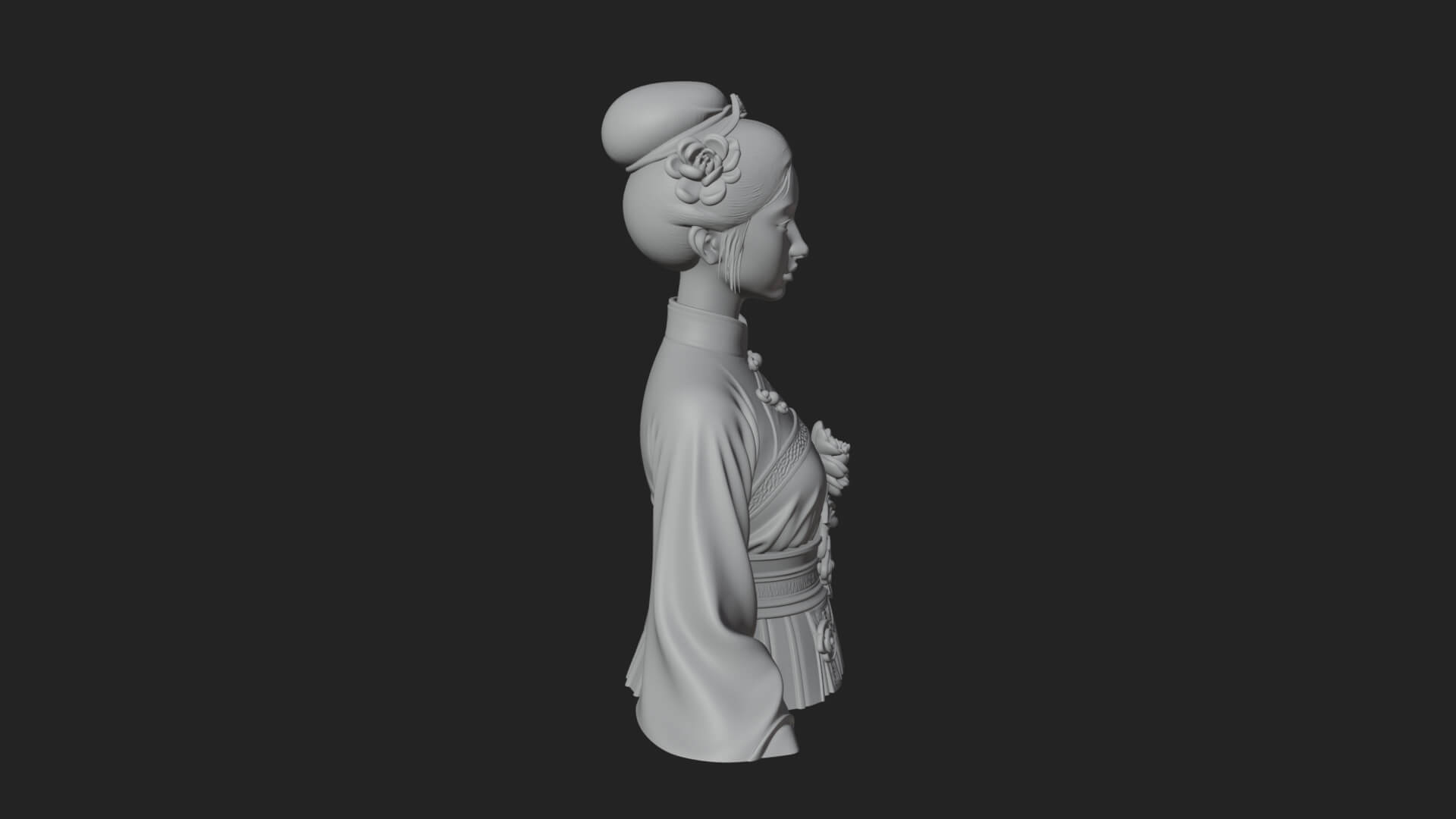Red Qipao Lady Bust Design 1 3D Print Model 3D Model