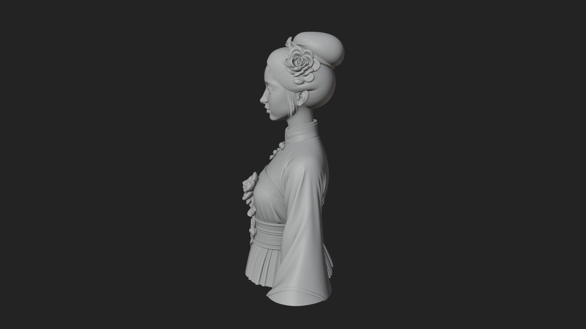 Red Qipao Lady Bust Design 1 3D Print Model 3D Model