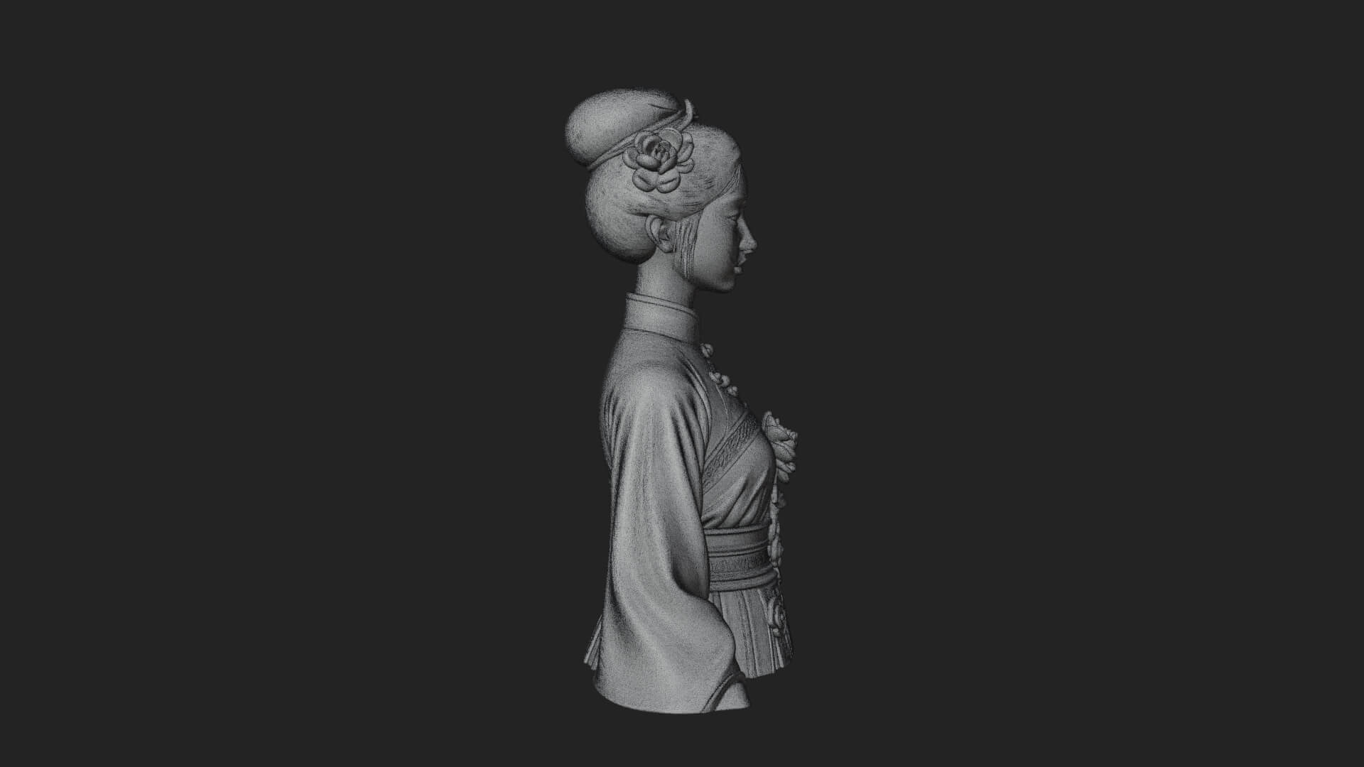 Red Qipao Lady Bust Design 1 3D Print Model 3D Model