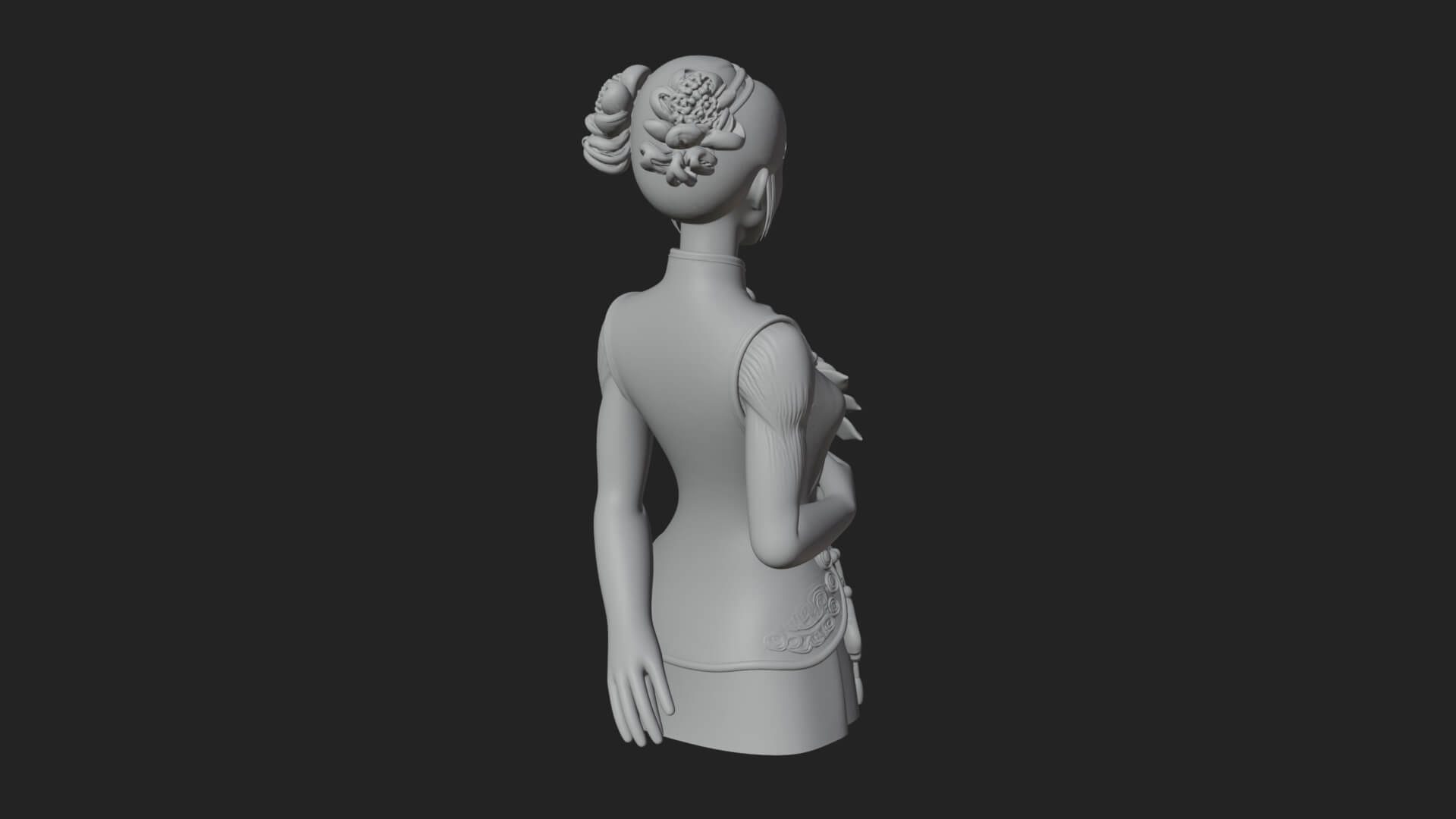 Red Qipao Lady Bust Design 2 3D Print Model 3D Model