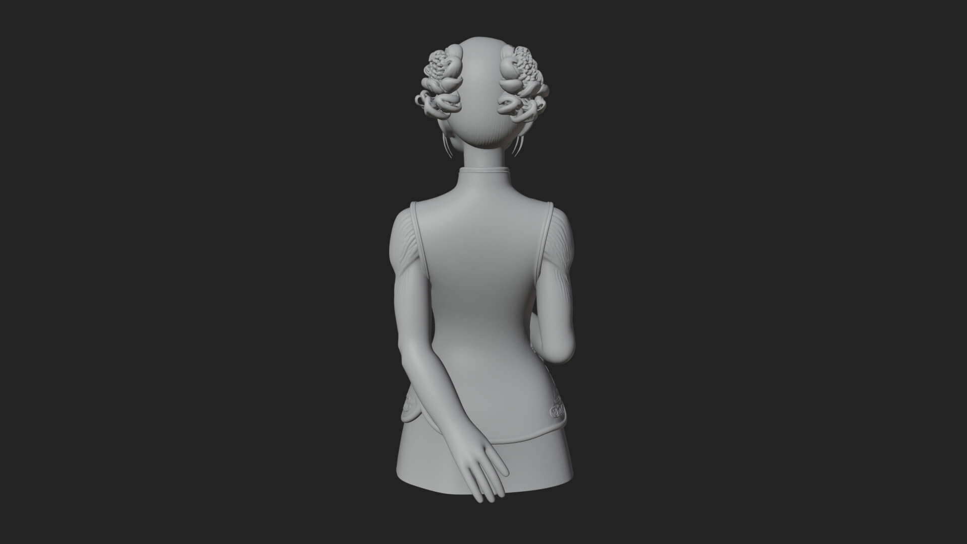 Red Qipao Lady Bust Design 2 3D Print Model 3D Model
