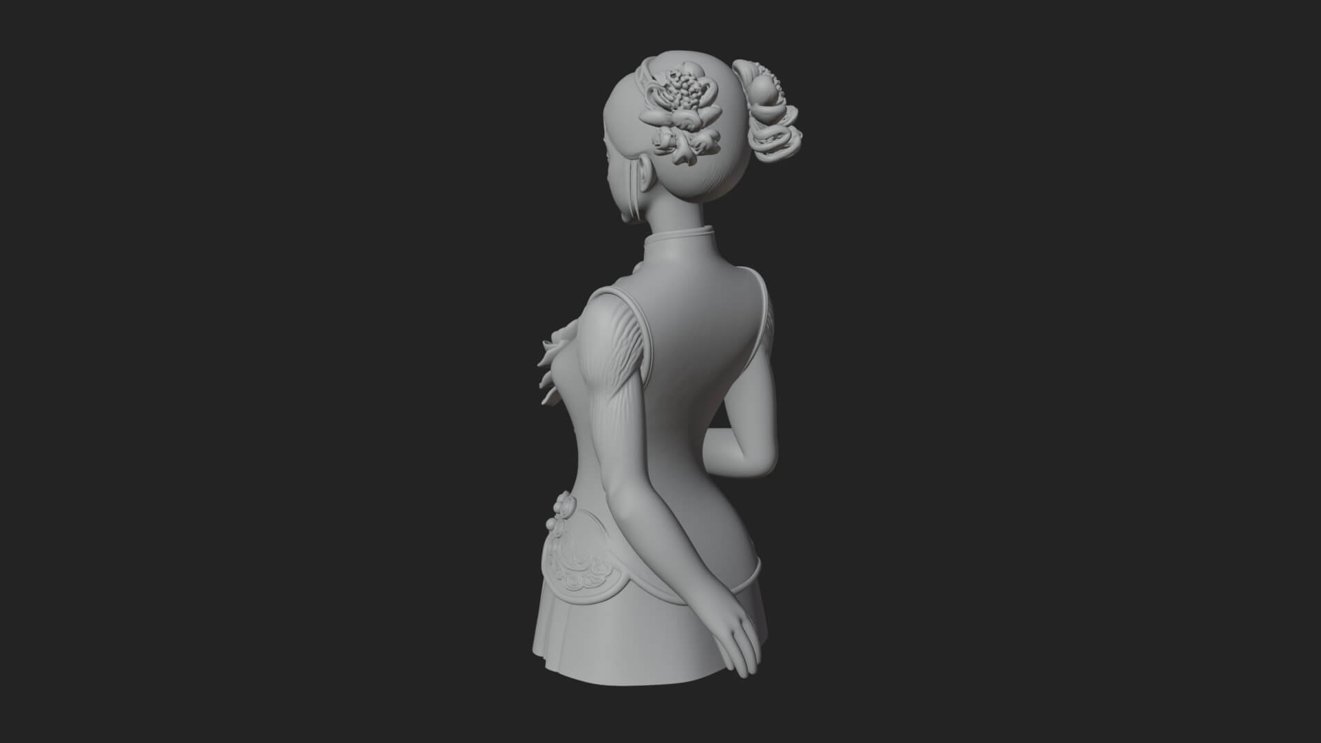 Red Qipao Lady Bust Design 2 3D Print Model 3D Model