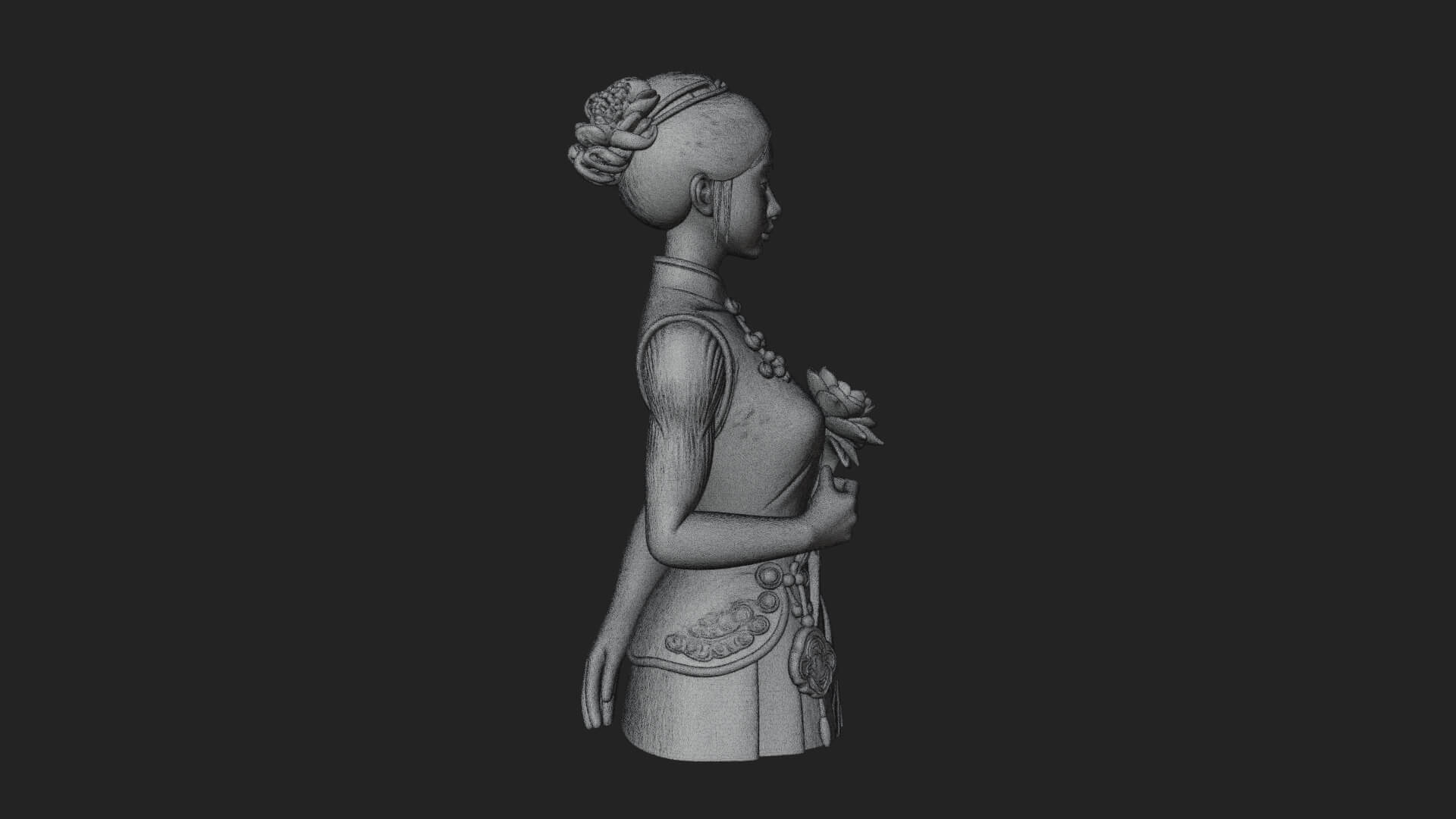 Red Qipao Lady Bust Design 2 3D Print Model 3D Model