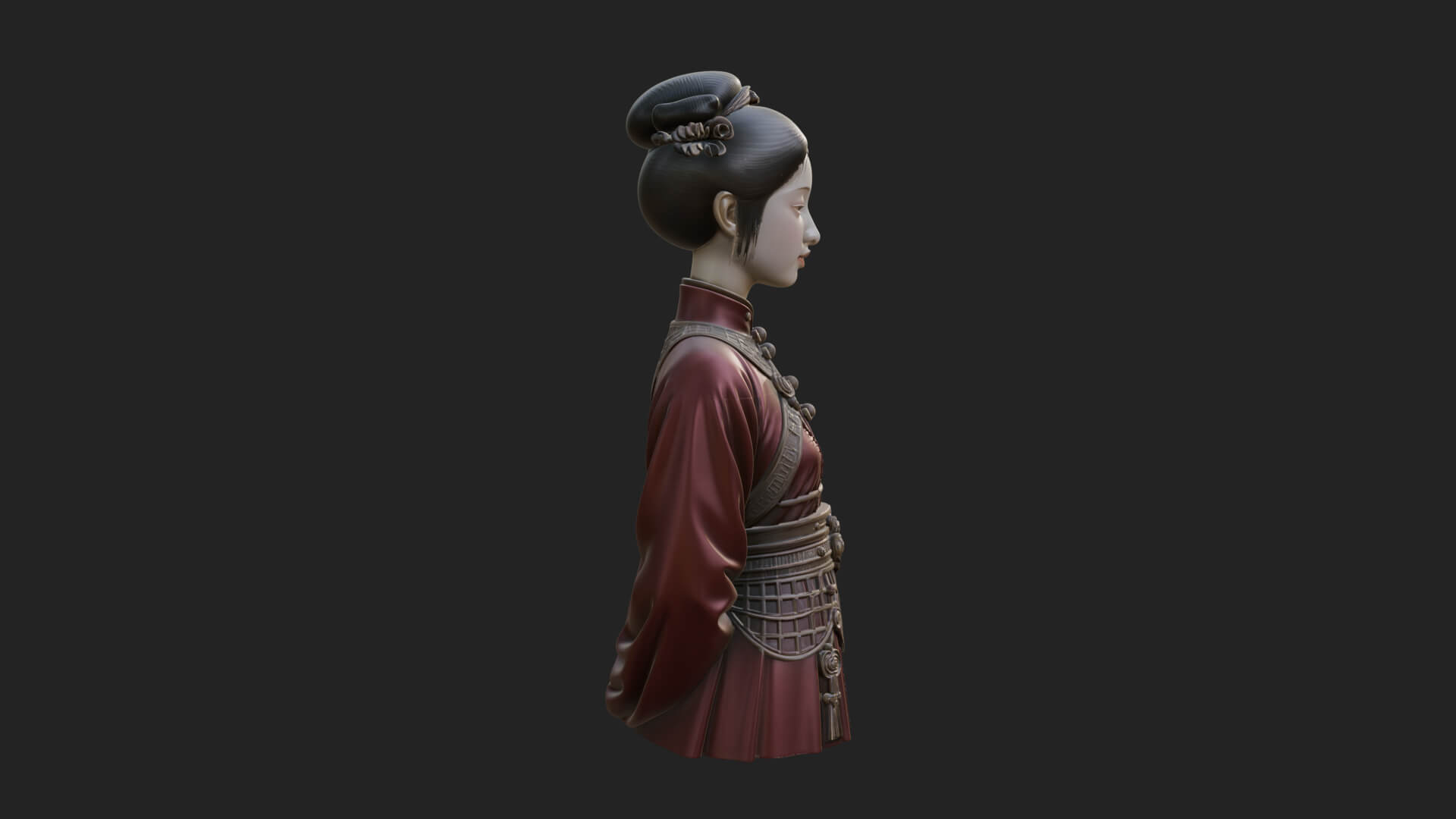 Red Qipao Lady Bust Design 3 3D Print Model 3D Model