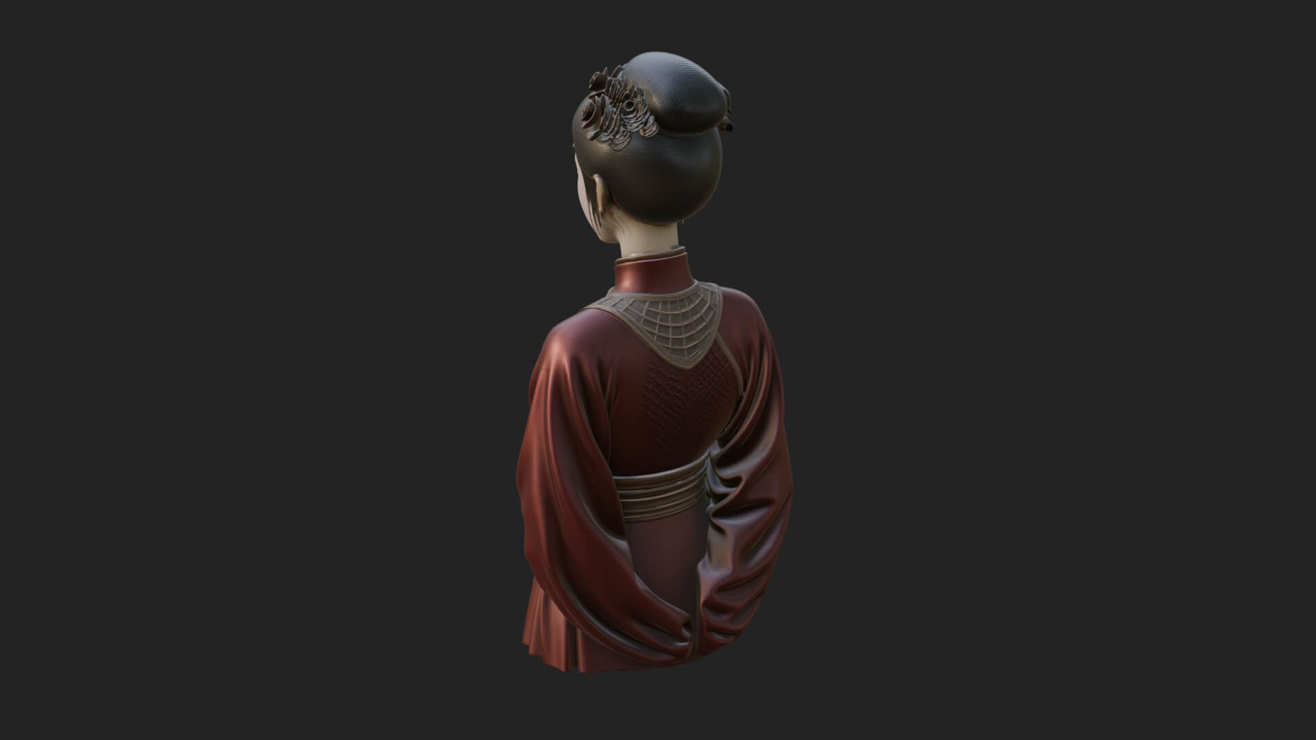 Red Qipao Lady Bust Design 3 3D Print Model 3D Model