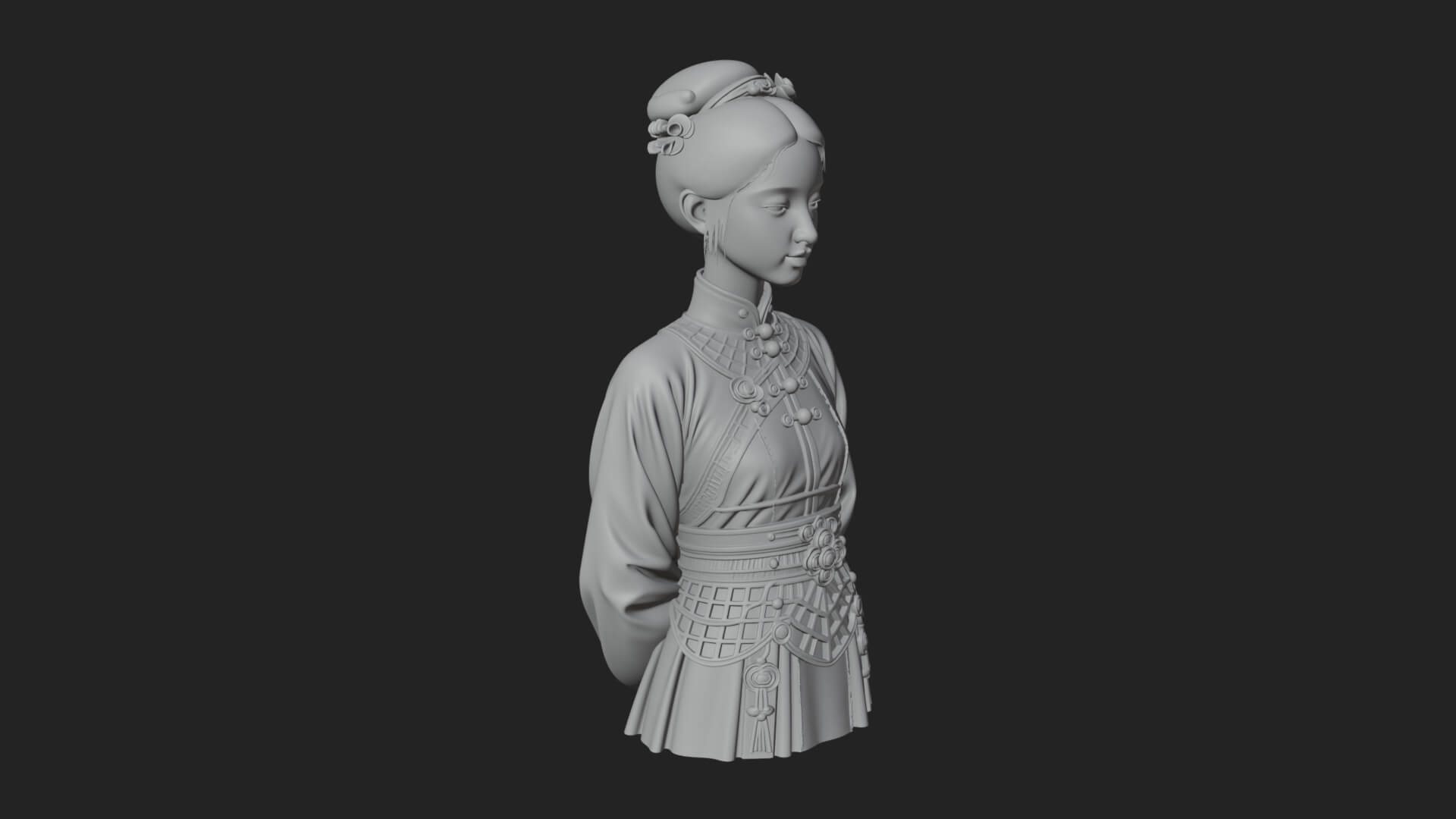 Red Qipao Lady Bust Design 3 3D Print Model 3D Model