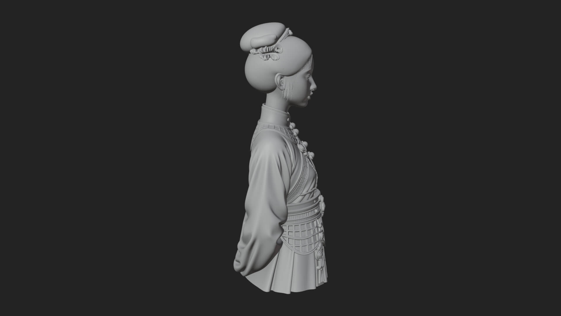 Red Qipao Lady Bust Design 3 3D Print Model 3D Model