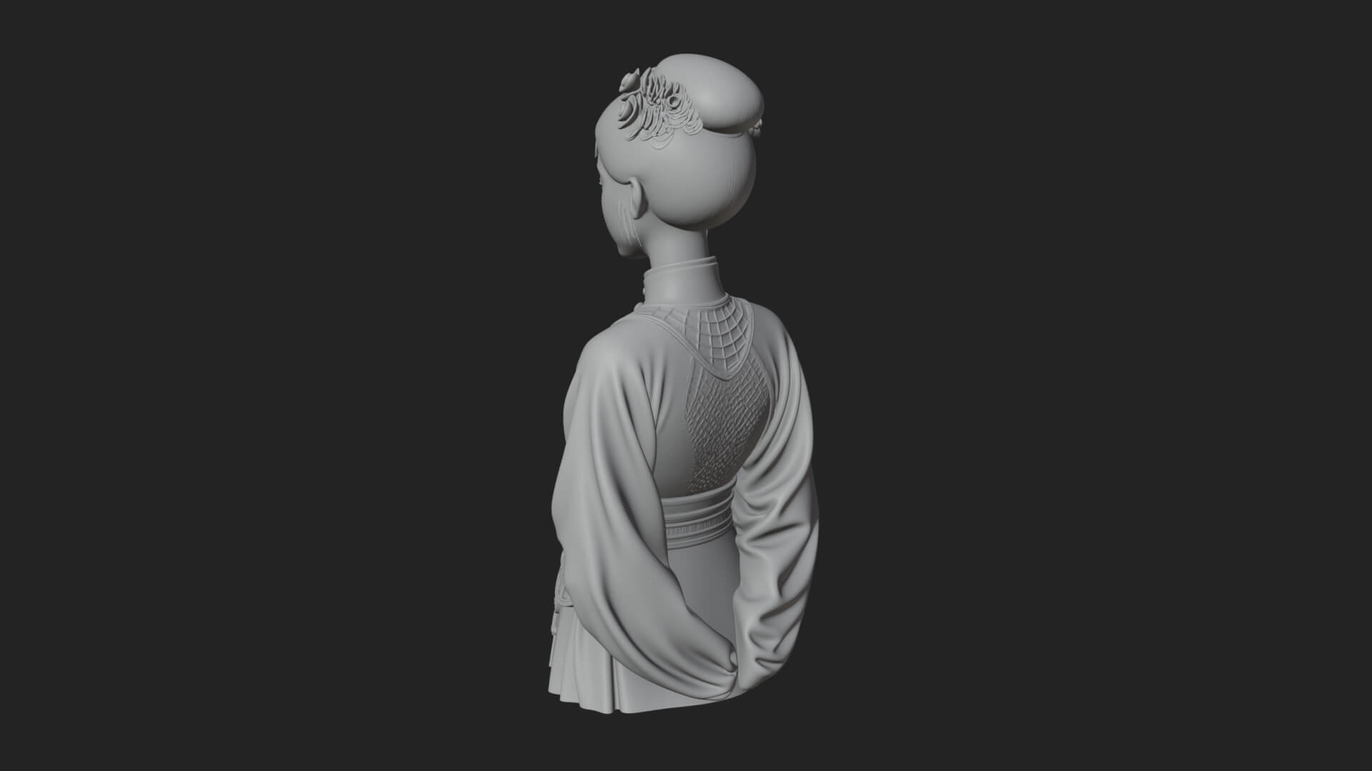 Red Qipao Lady Bust Design 3 3D Print Model 3D Model