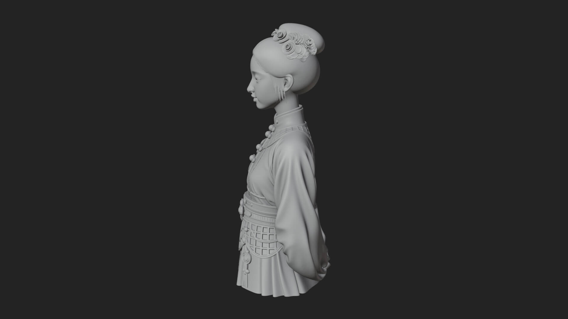 Red Qipao Lady Bust Design 3 3D Print Model 3D Model