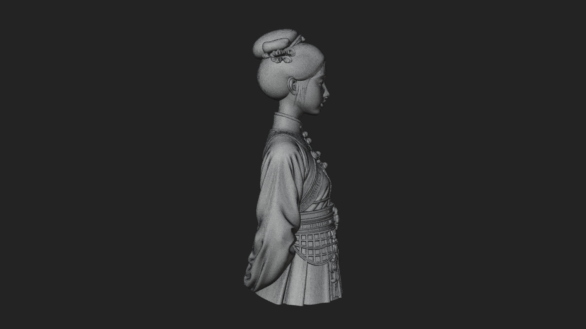Red Qipao Lady Bust Design 3 3D Print Model 3D Model