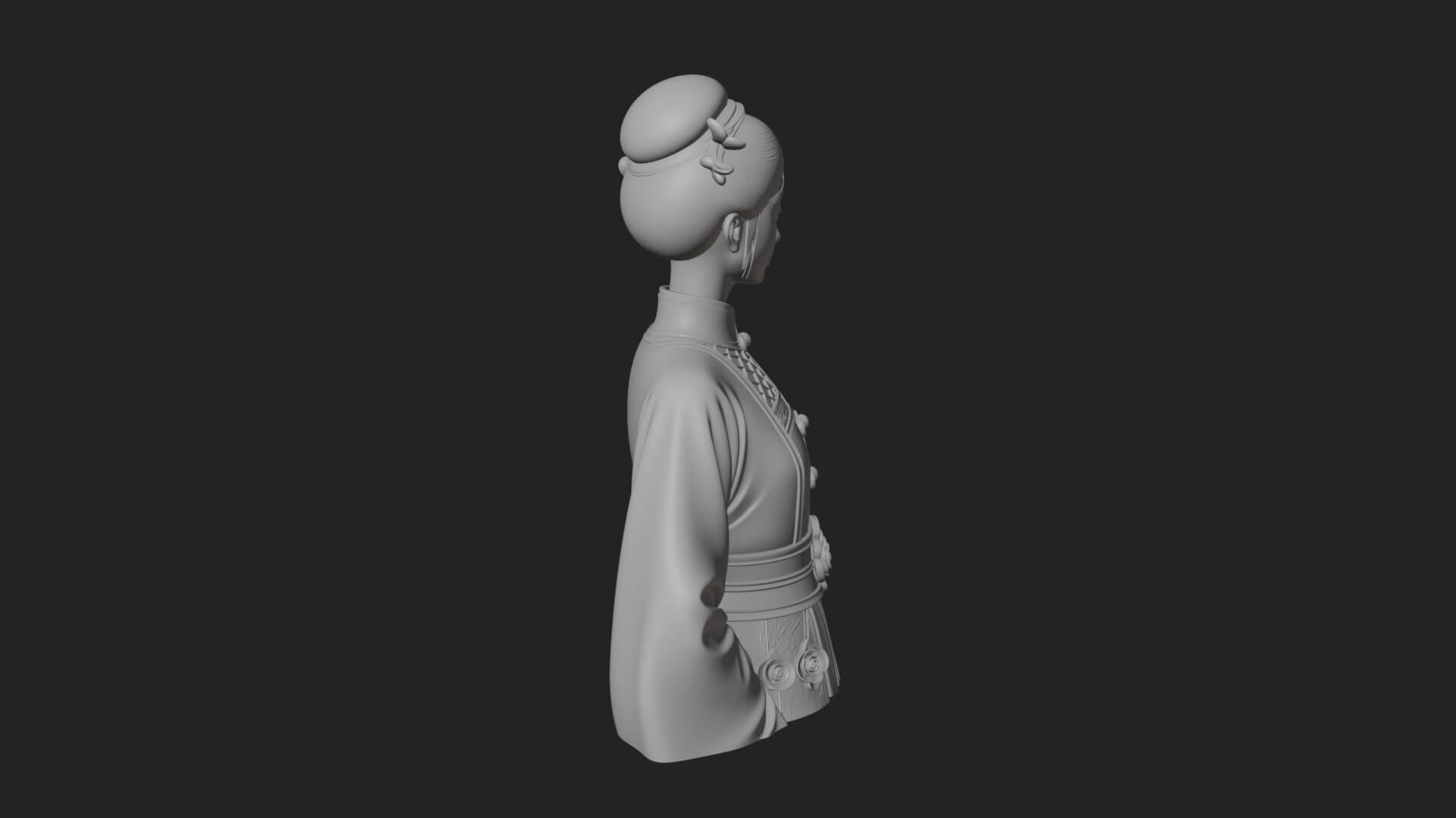 Red Qipao Lady Bust Design 4 3D Print Model 3D Model