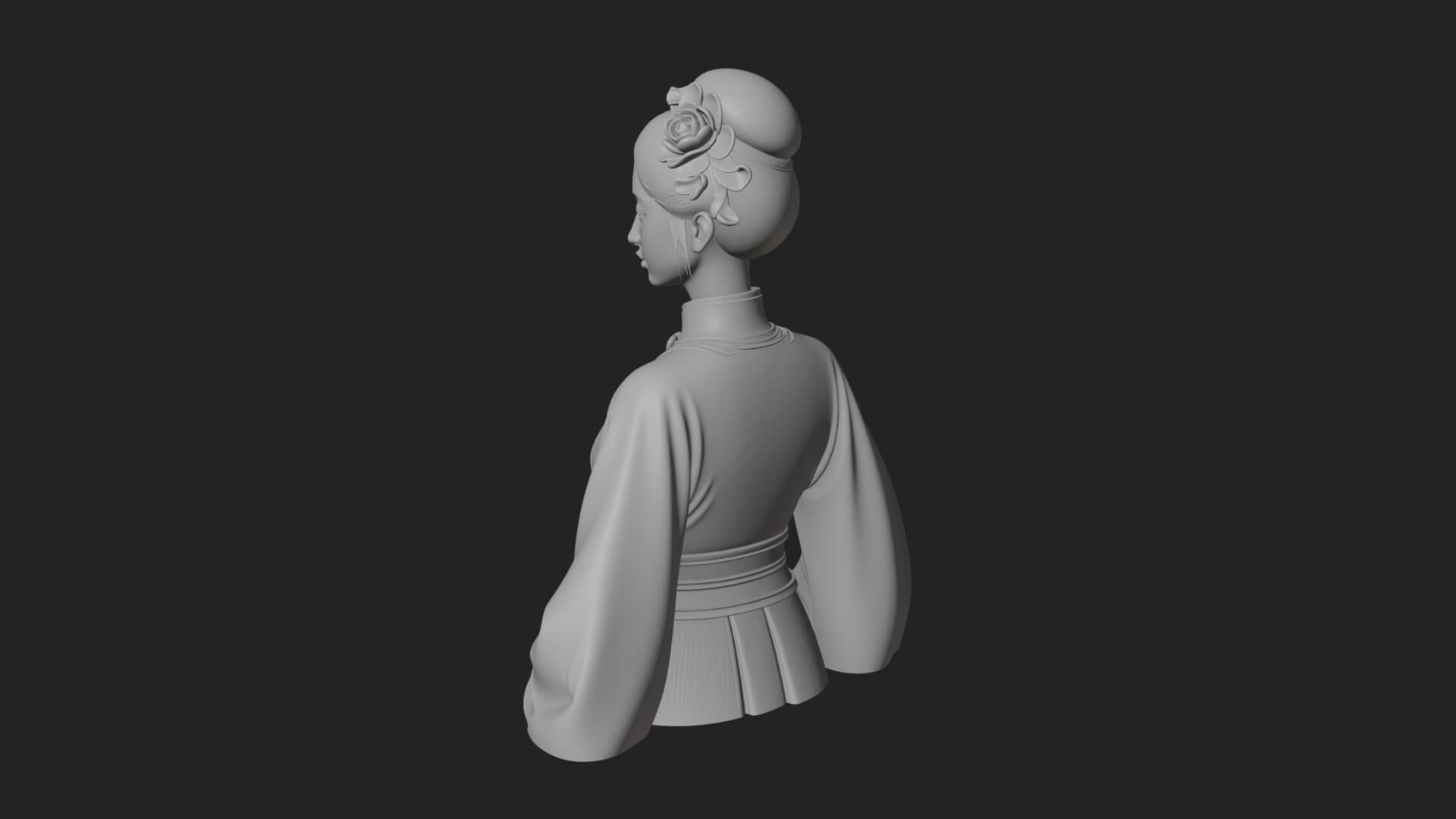 Red Qipao Lady Bust Design 4 3D Print Model 3D Model