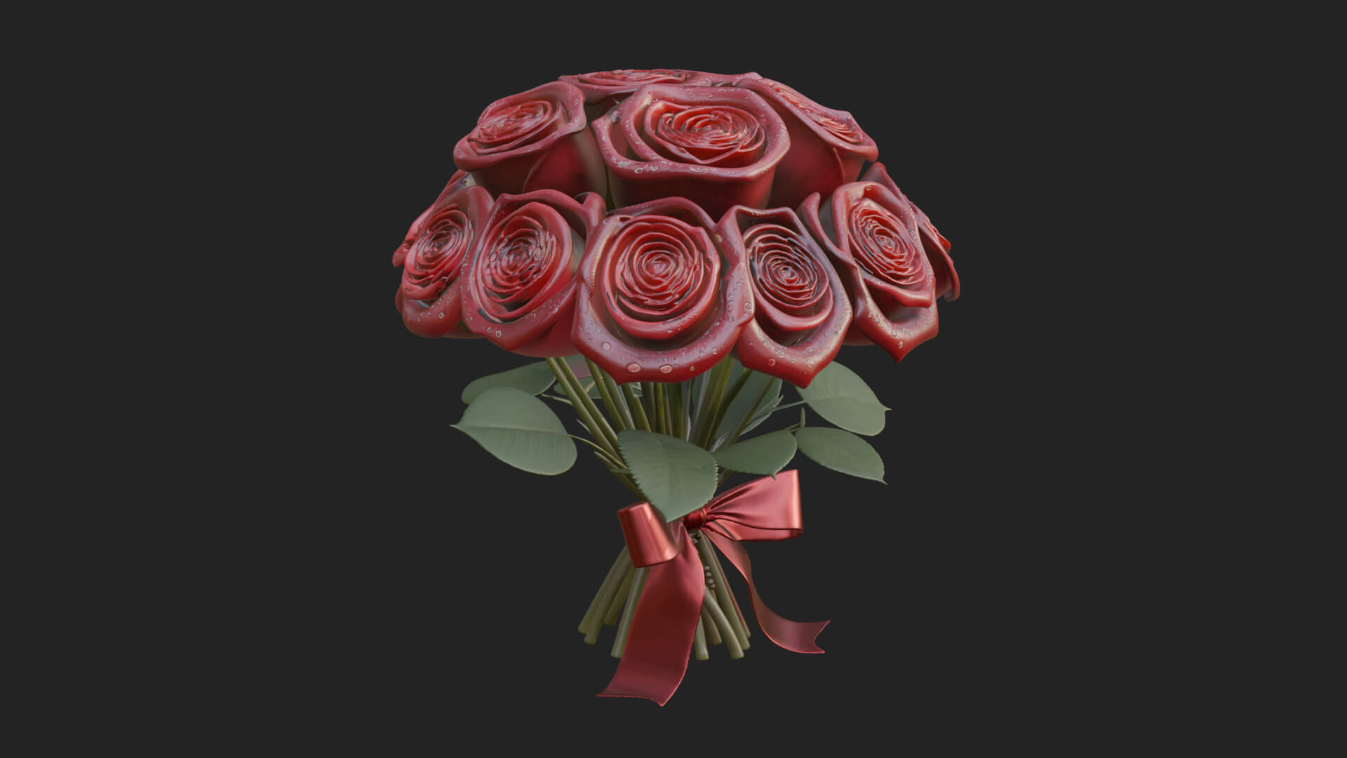 Red Rose Flower Bouquet Ornament Design 1 3D Print Model 3D Model