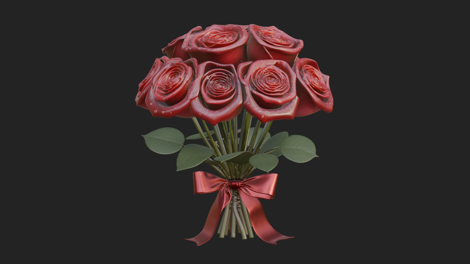 Red Rose Flower Bouquet Ornament Design 1 3D Print Model 3D Model