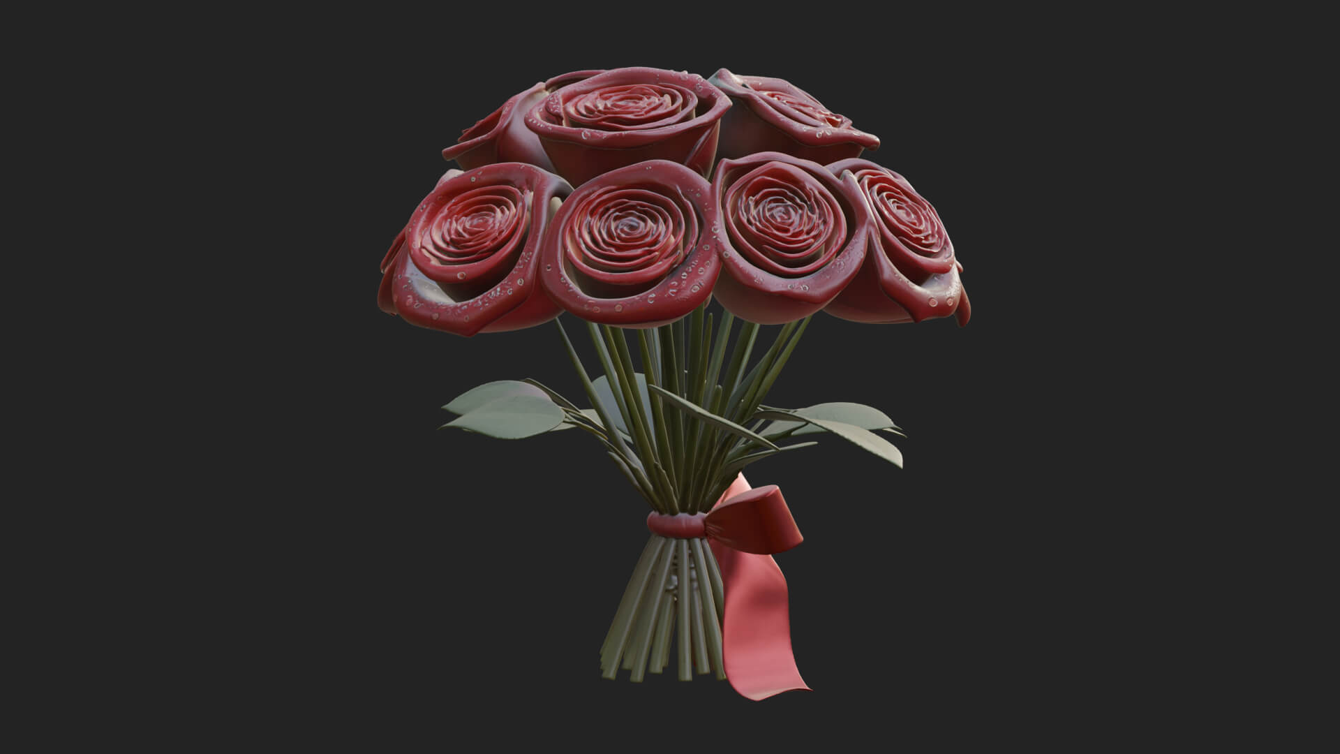 Red Rose Flower Bouquet Ornament Design 1 3D Print Model 3D Model