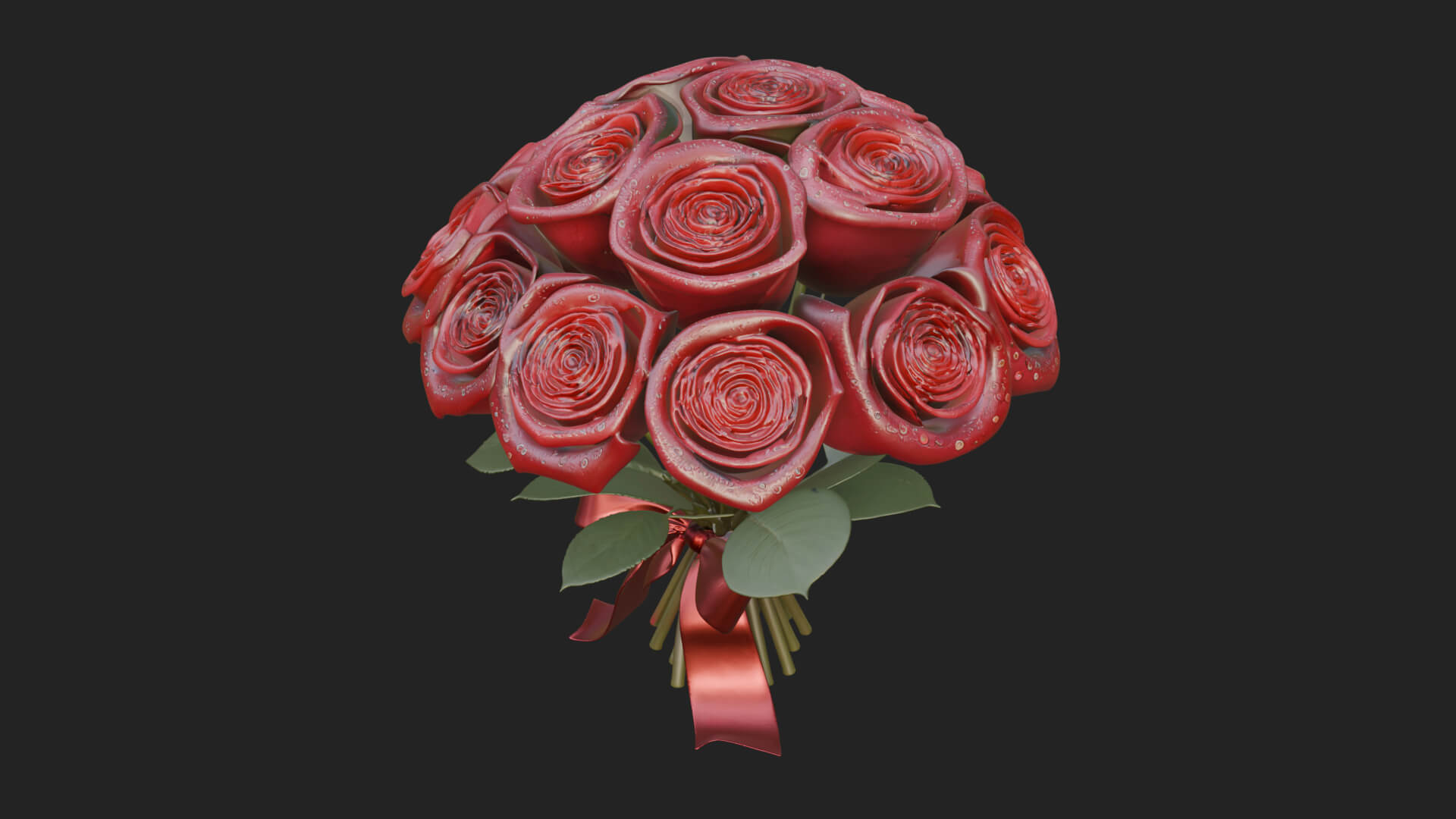 Red Rose Flower Bouquet Ornament Design 1 3D Print Model 3D Model