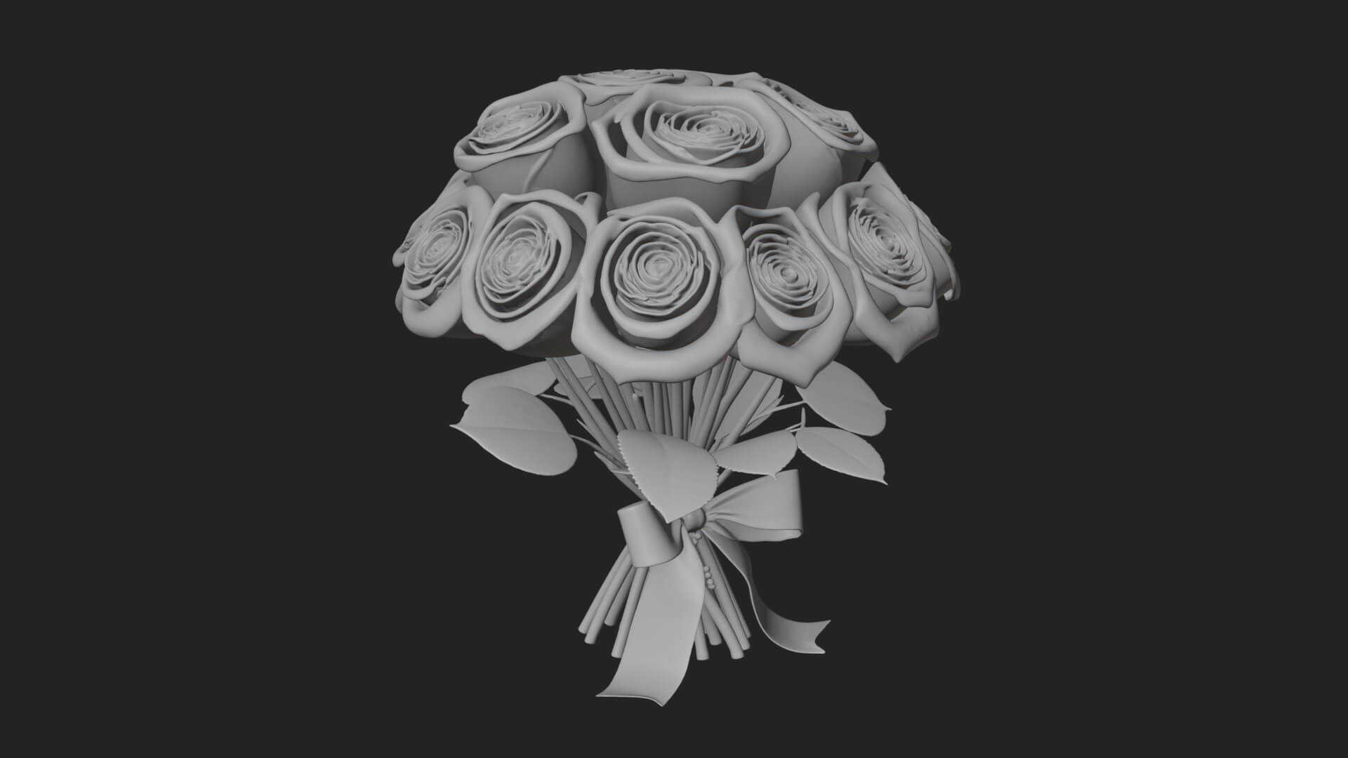 Red Rose Flower Bouquet Ornament Design 1 3D Print Model 3D Model