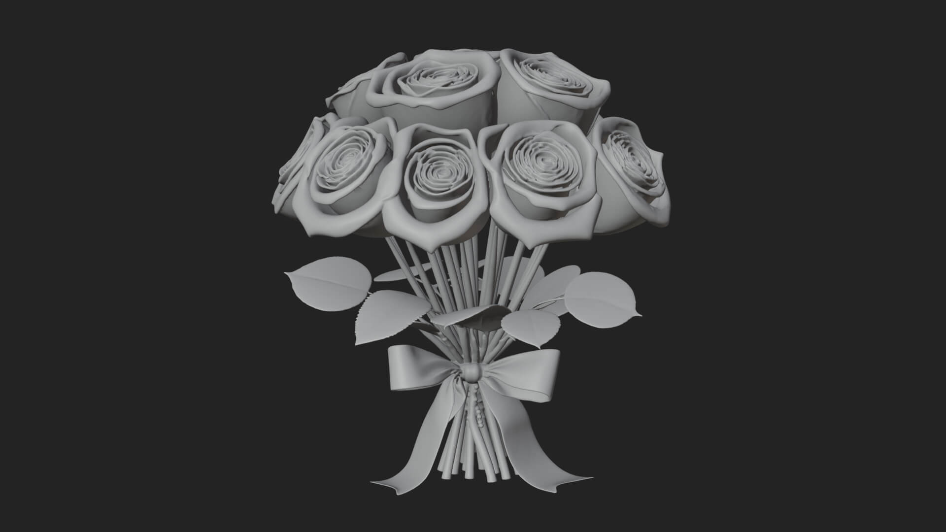 Red Rose Flower Bouquet Ornament Design 1 3D Print Model 3D Model