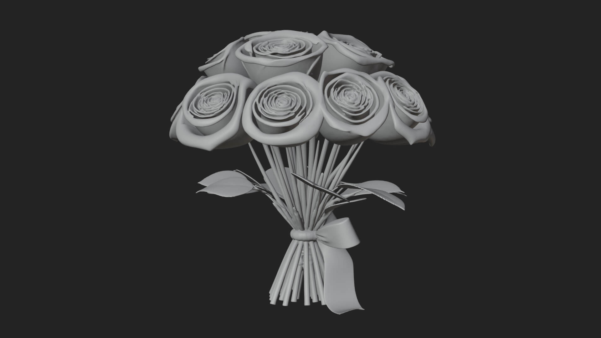 Red Rose Flower Bouquet Ornament Design 1 3D Print Model 3D Model