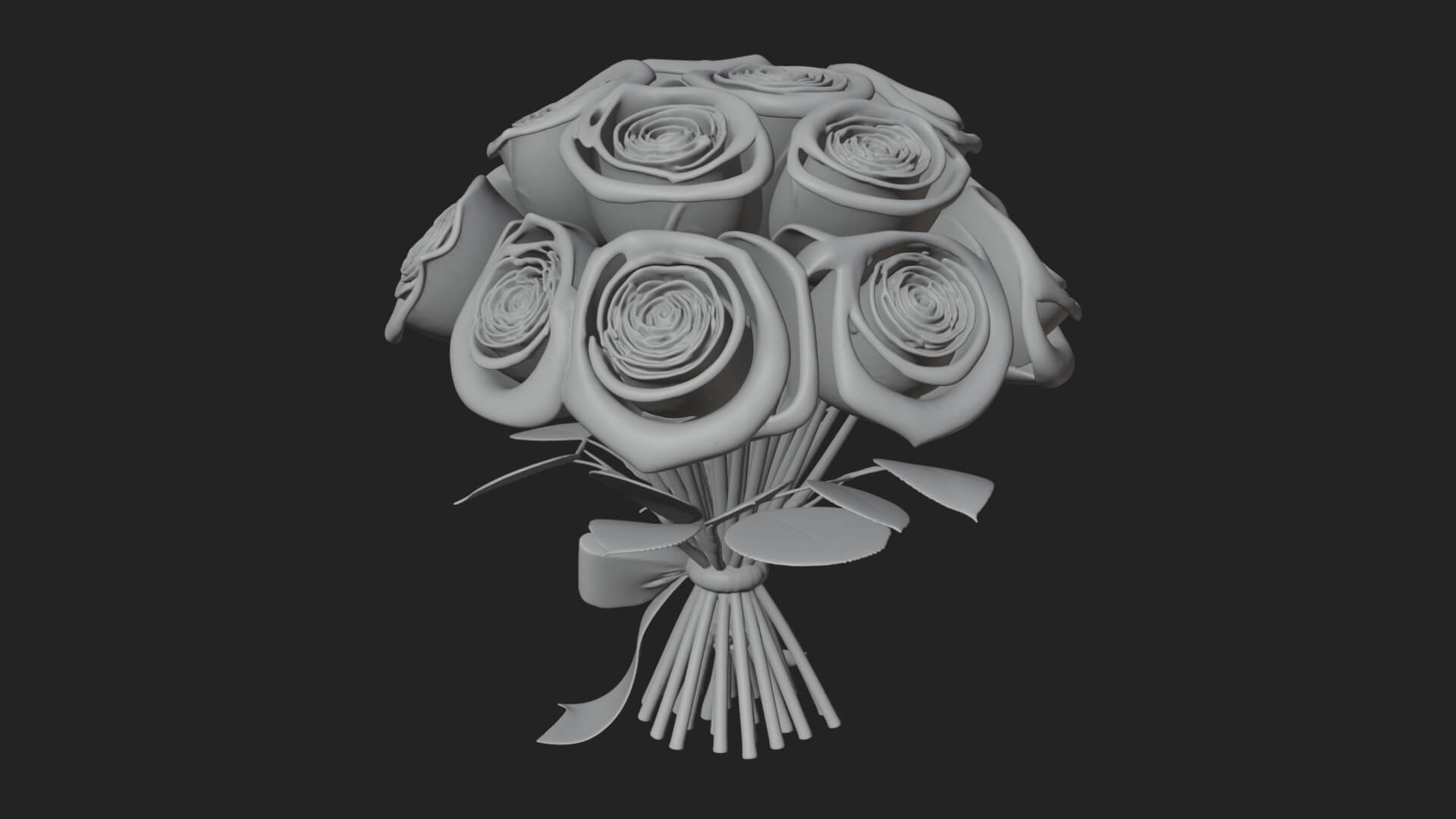 Red Rose Flower Bouquet Ornament Design 1 3D Print Model 3D Model