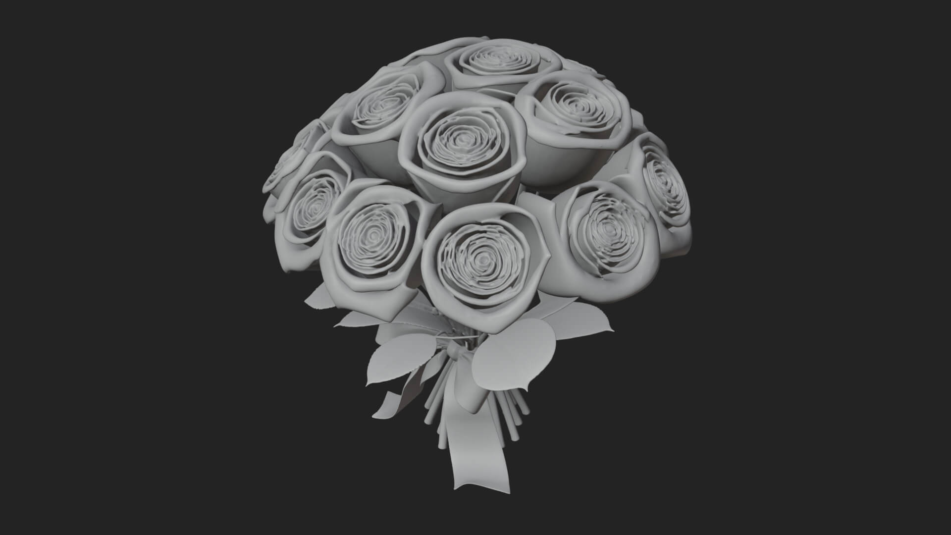 Red Rose Flower Bouquet Ornament Design 1 3D Print Model 3D Model