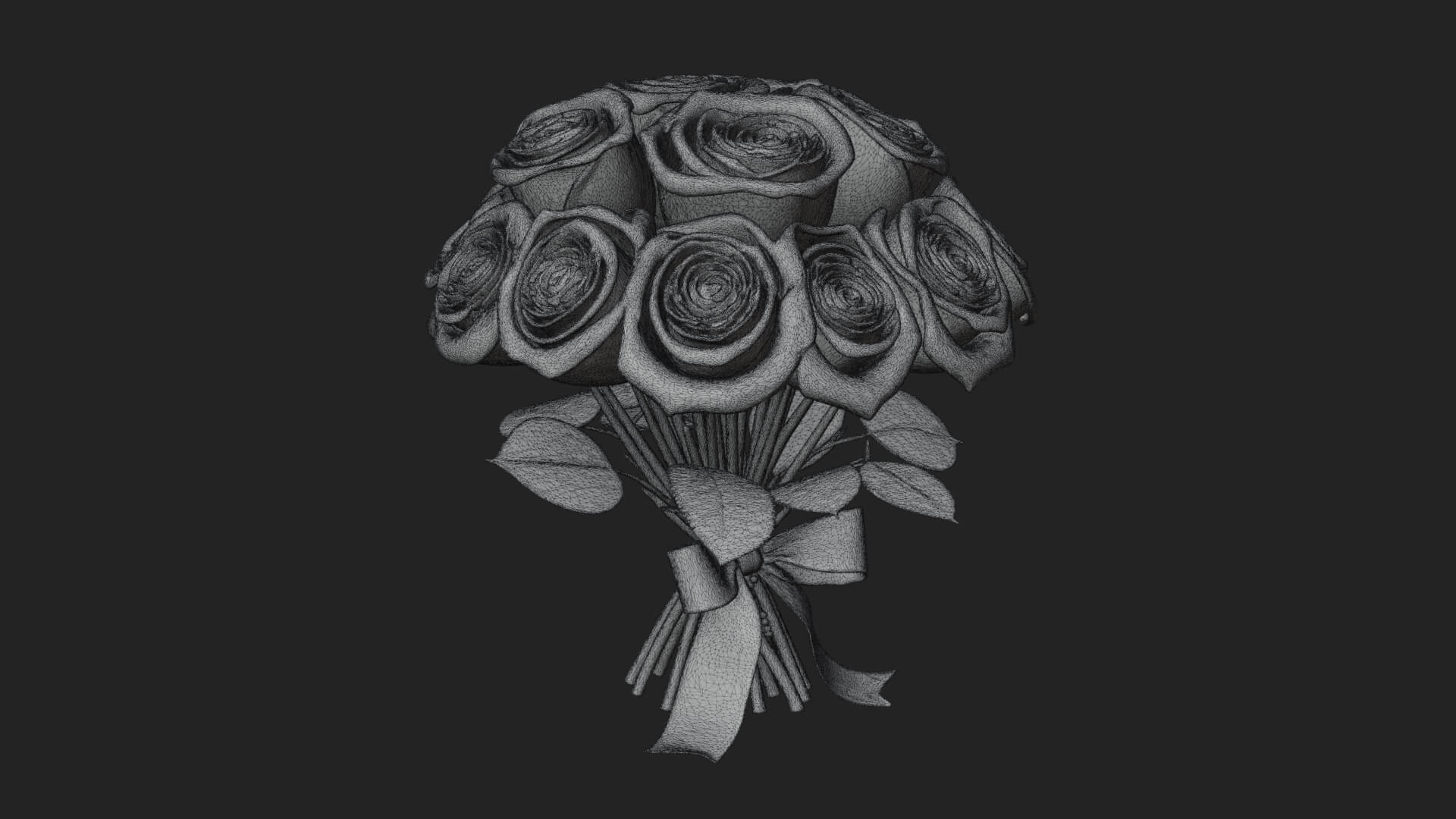 Red Rose Flower Bouquet Ornament Design 1 3D Print Model 3D Model