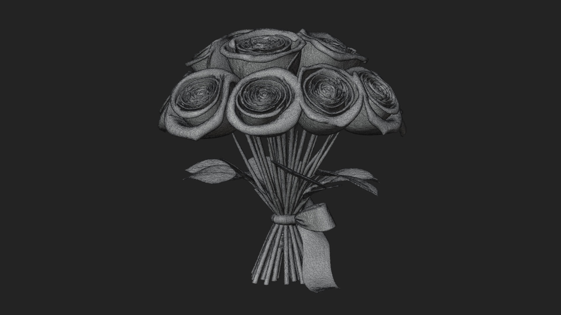 Red Rose Flower Bouquet Ornament Design 1 3D Print Model 3D Model