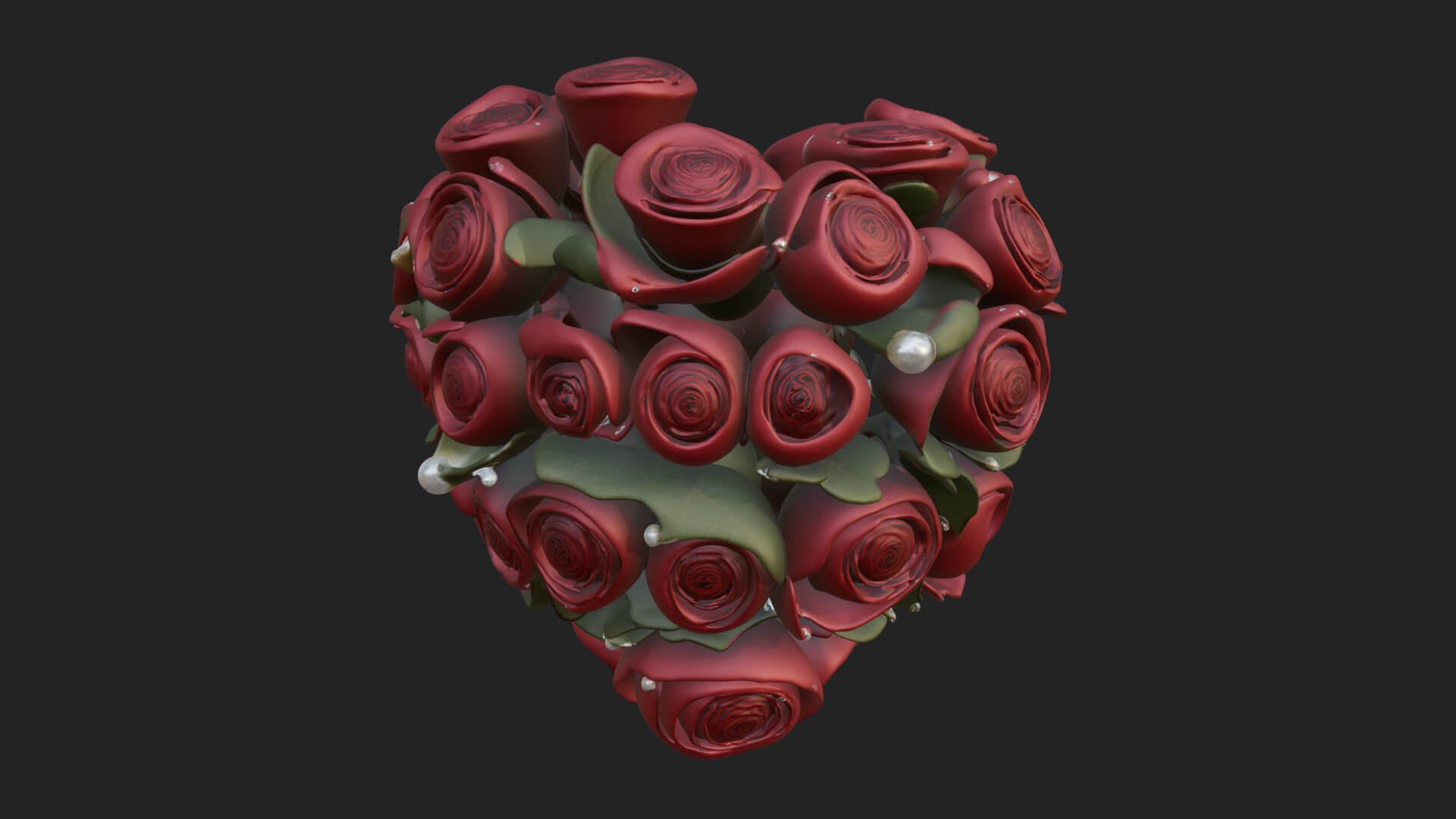 Red Rose Flower Bouquet Ornament Design 2 3d Print Model 3D Model